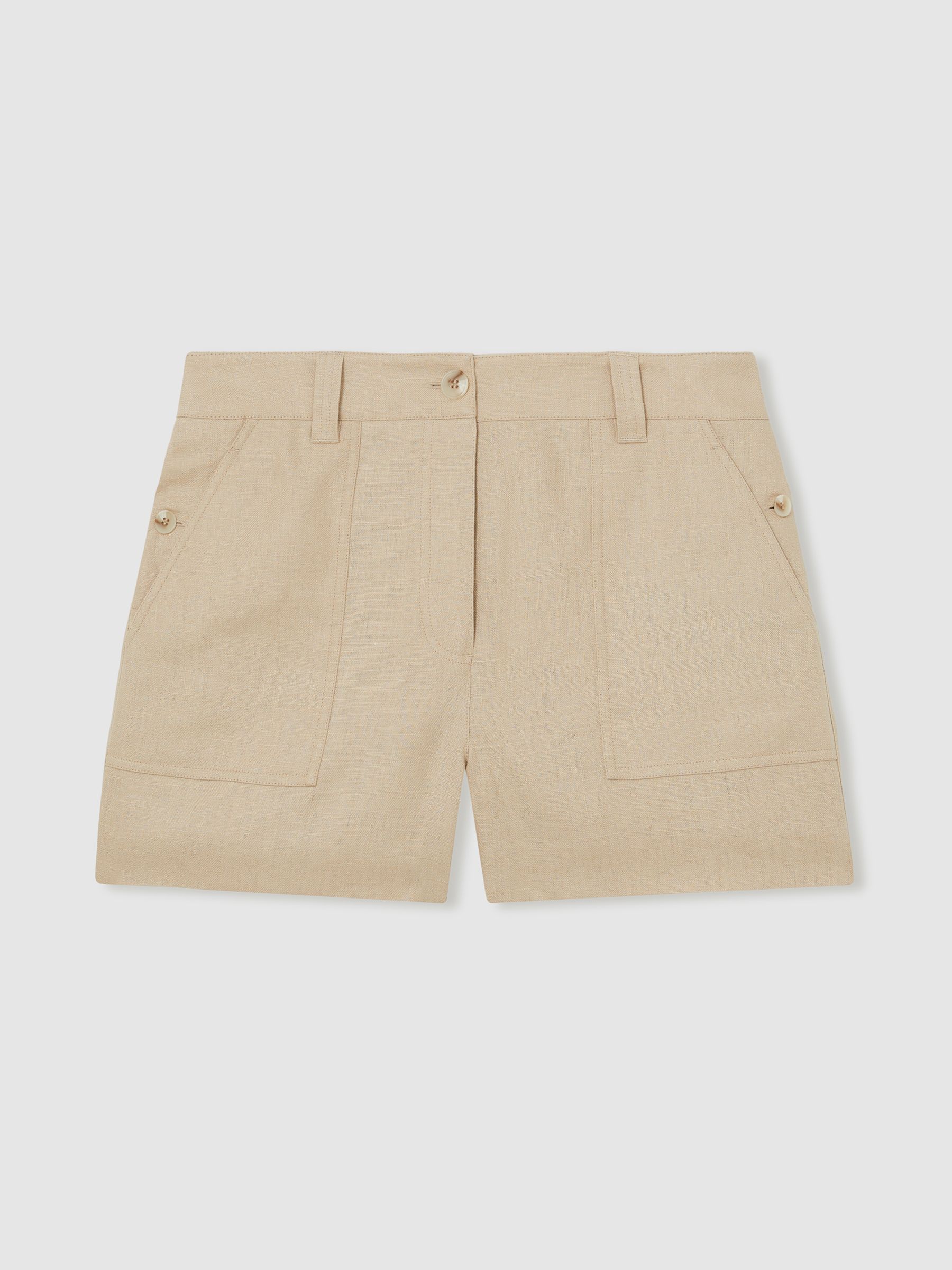 Linen Shorts in Neutral - Image 2 of 6