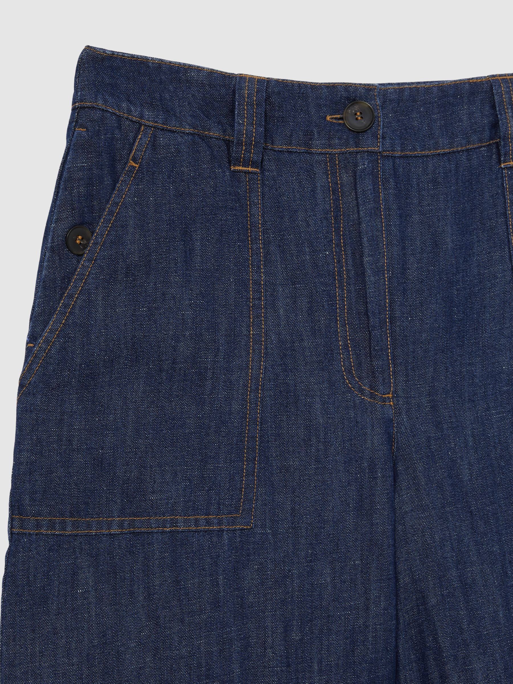 Petite Linen-Cotton Wide-Leg Trousers in Indigo - Image 6 of 7