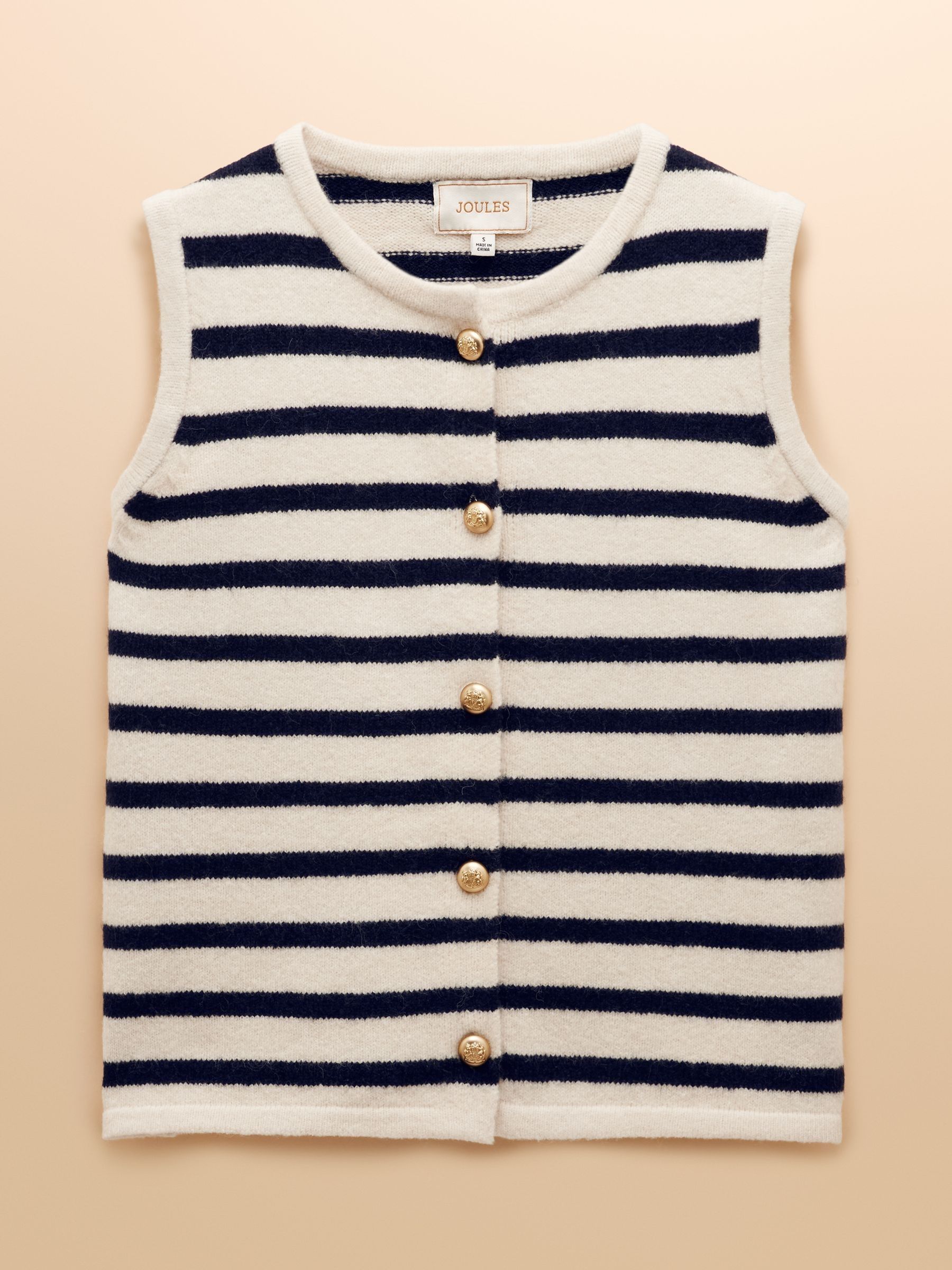 Holly Cream/Navy Button Through Knitted Vest - Image 9 of 9