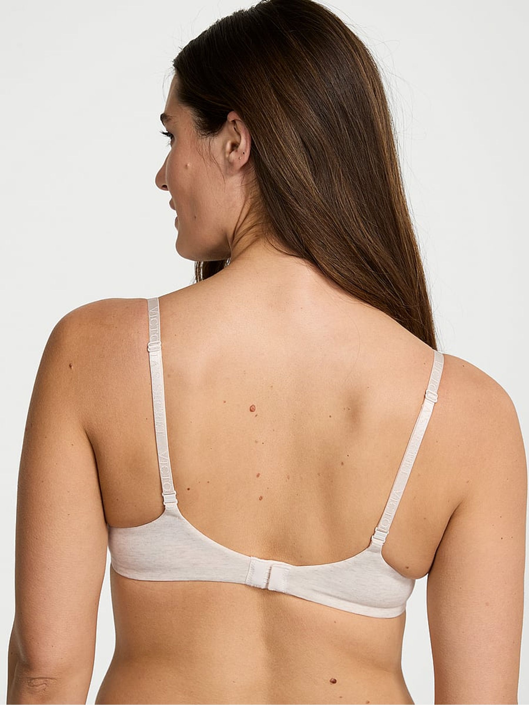 Nude Heather Non Wired Lightly Lined Cotton Logo Bra - Image 2 of 3