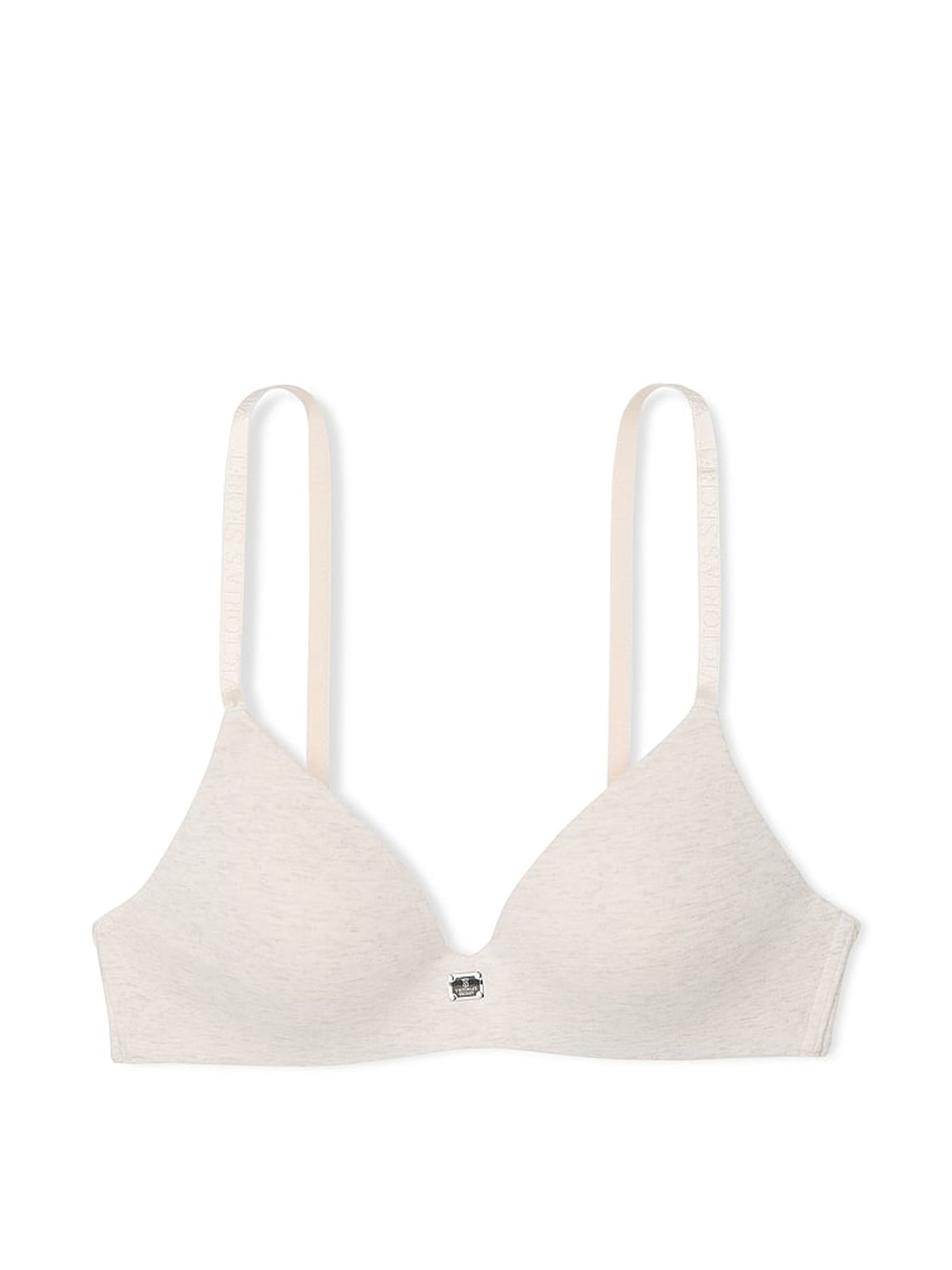 Nude Heather Non Wired Lightly Lined Cotton Logo Bra - Image 3 of 3