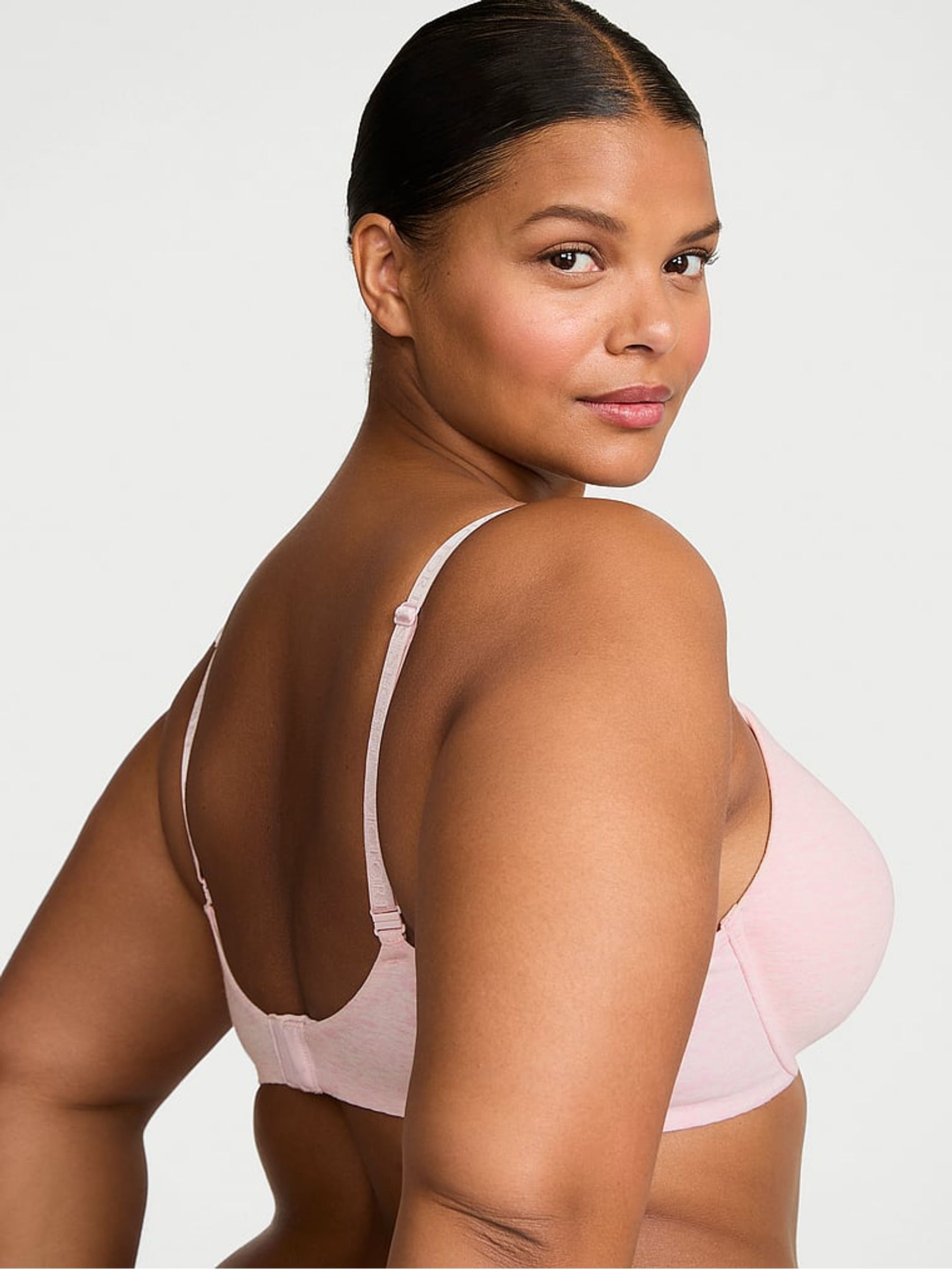 Pink Petal Heather Full Cup Cotton Logo Bra - Image 2 of 3