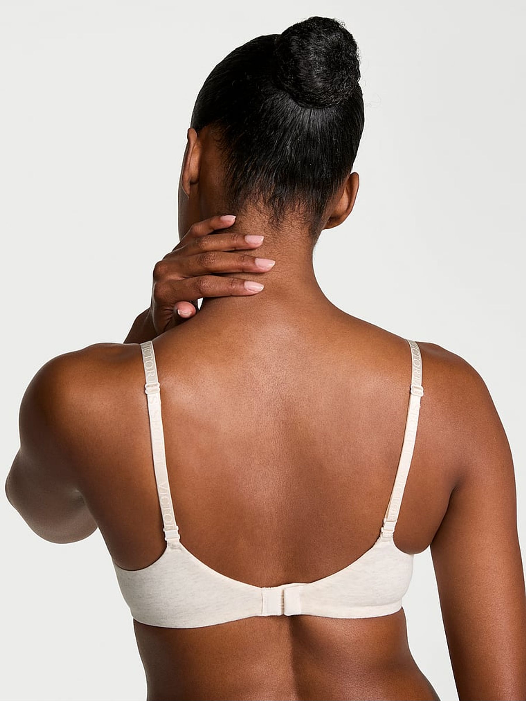 Nude Heather Lightly Lined Demi Cotton Logo Bra - Image 2 of 3