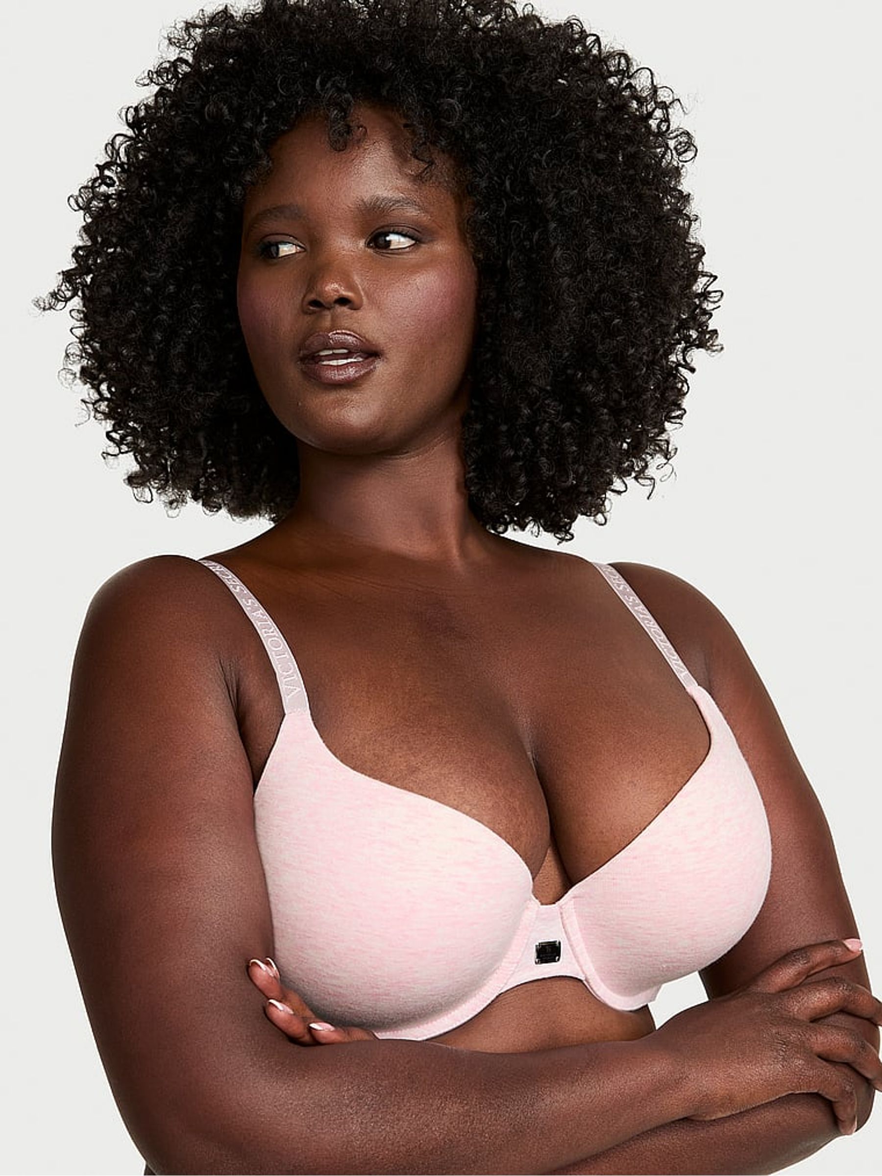 Pink Petal Heather Full Cup Push Up Cotton Logo Bra - Image 1 of 3