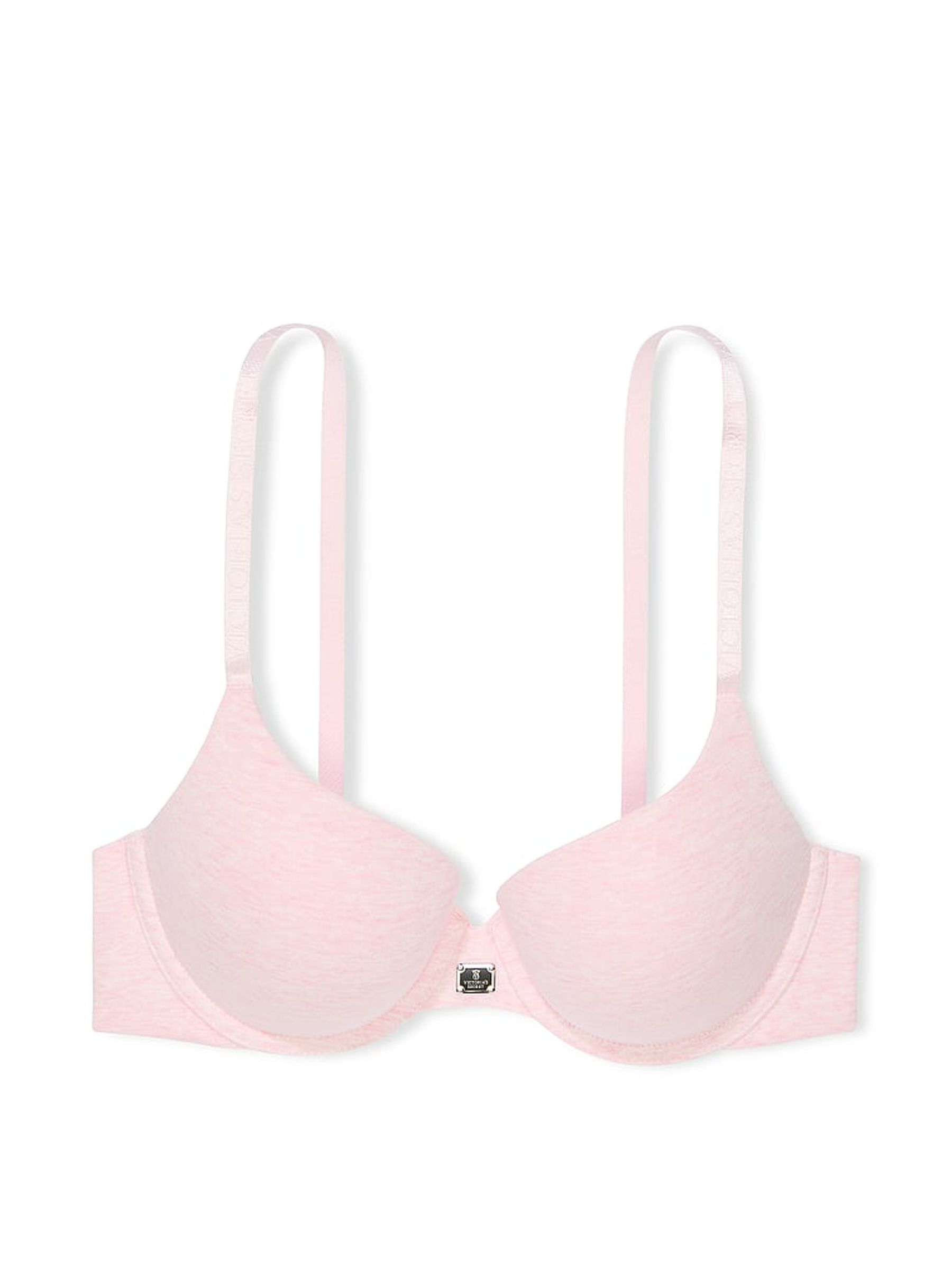 Pink Petal Heather Full Cup Push Up Cotton Logo Bra - Image 3 of 3