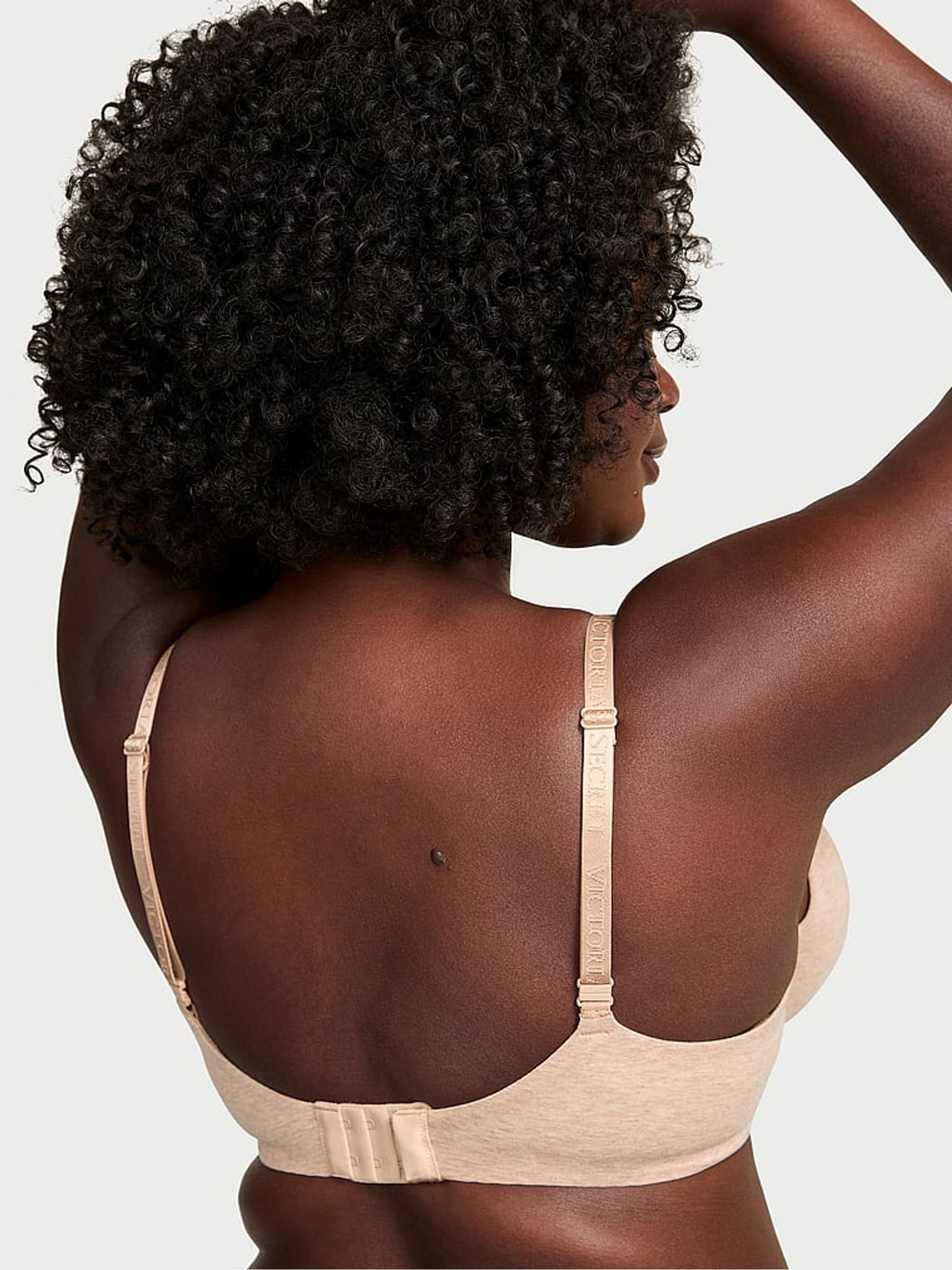 Blush Pink Heather Full Cup Push Up Cotton Logo Bra - Image 2 of 3