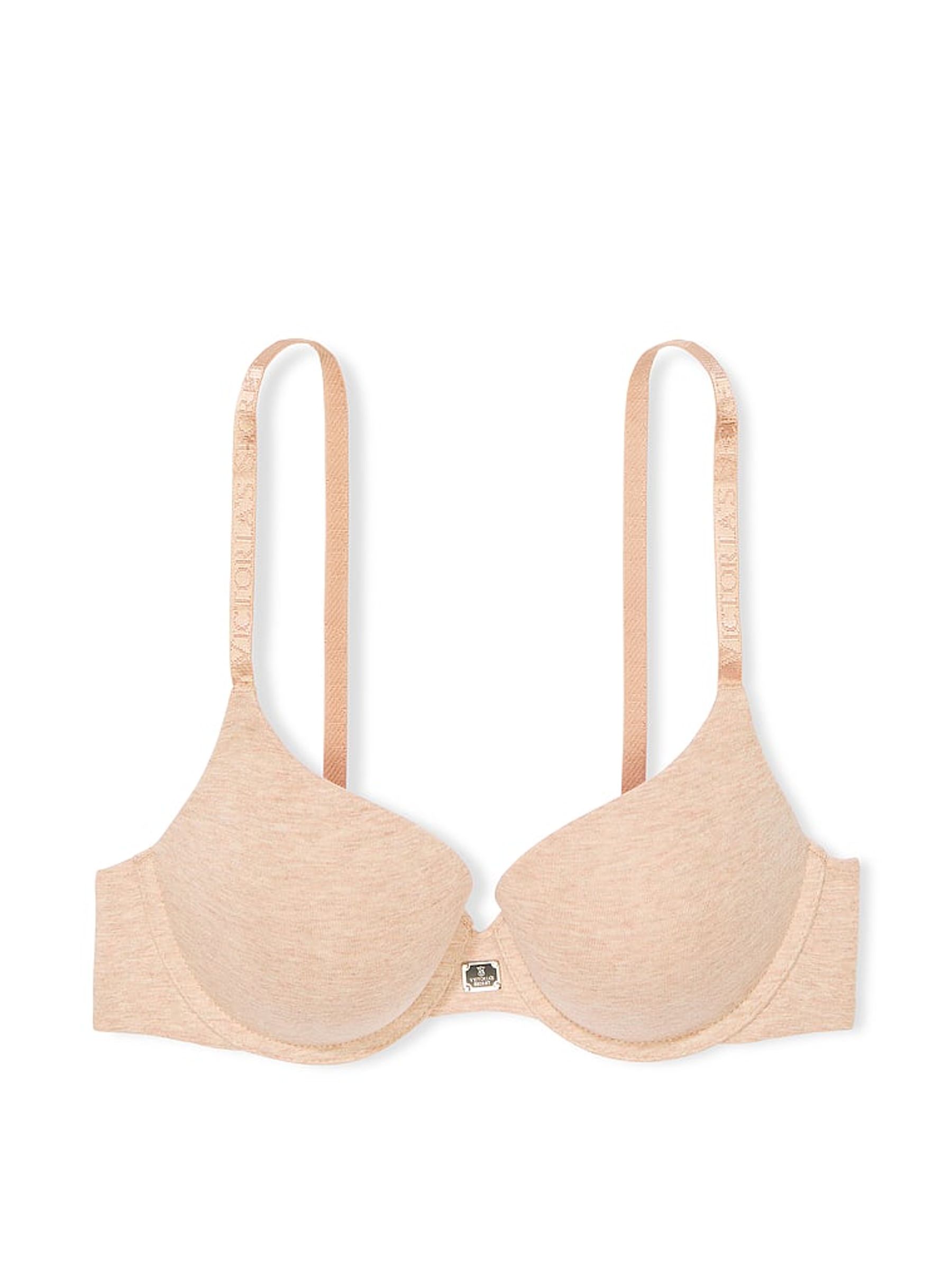 Blush Pink Heather Full Cup Push Up Cotton Logo Bra - Image 3 of 3