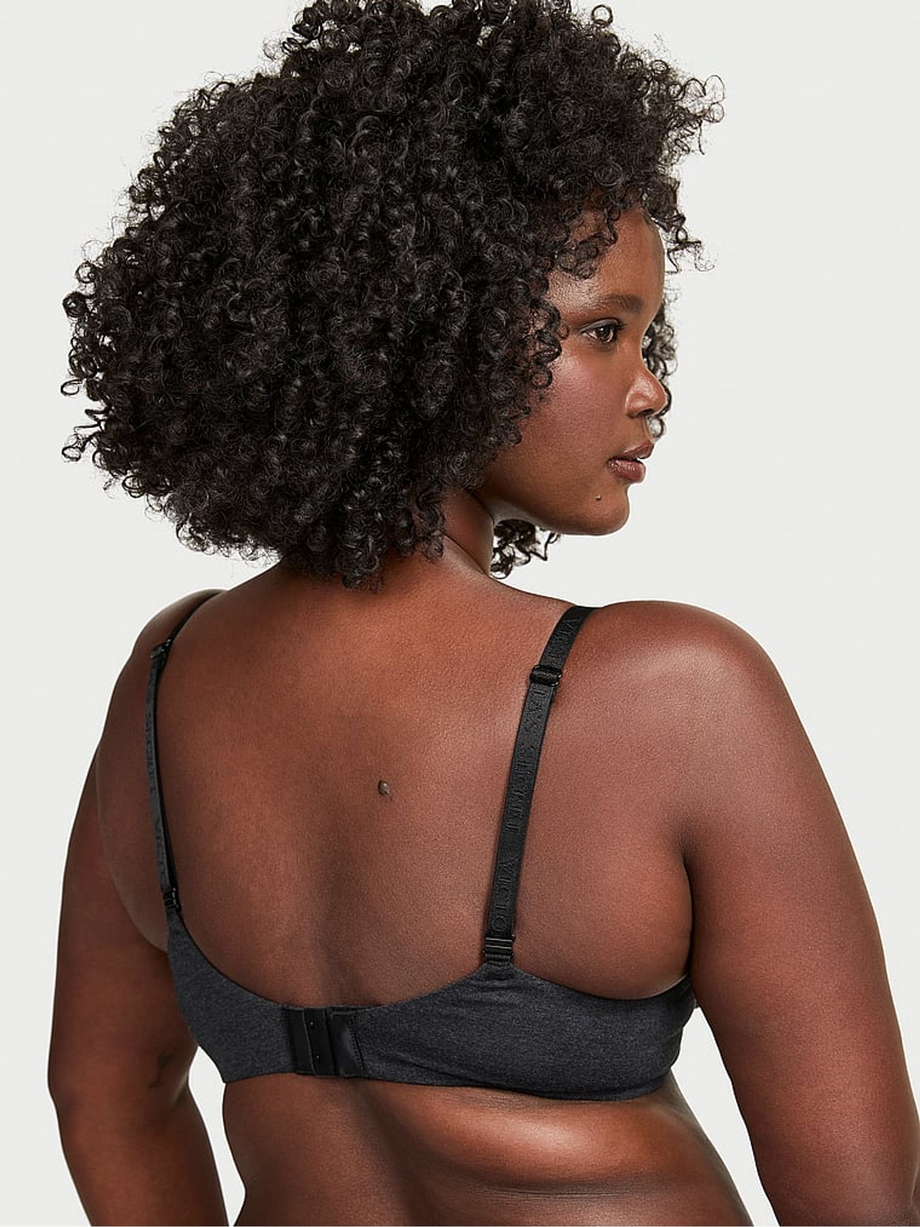 Black Heather Full Cup Cotton Logo Bra - Image 2 of 3