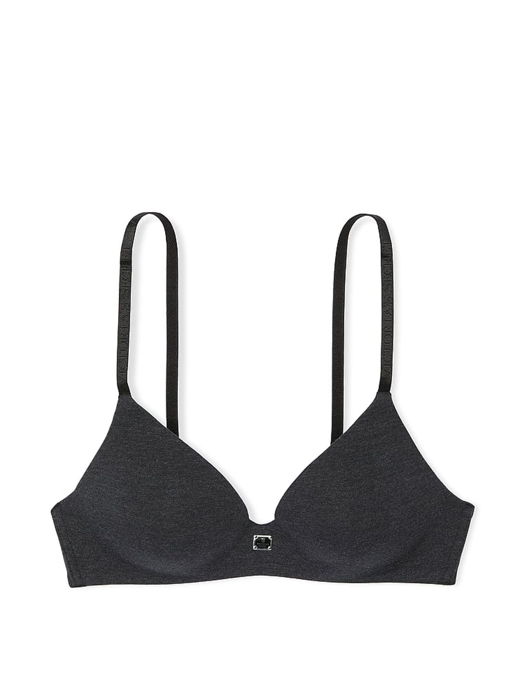 Black Heather Non Wired Lightly Lined Cotton Logo Bra - Image 3 of 3