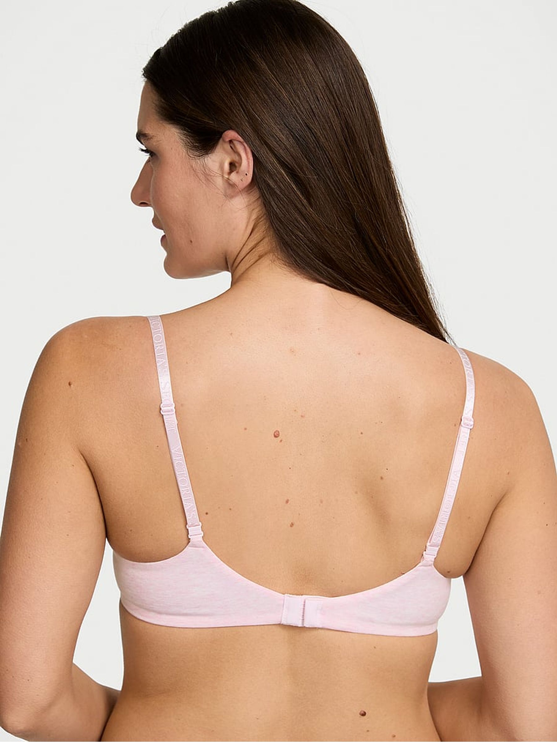 Pink Petal Heather Lightly Lined Demi Cotton Logo Bra - Image 2 of 2