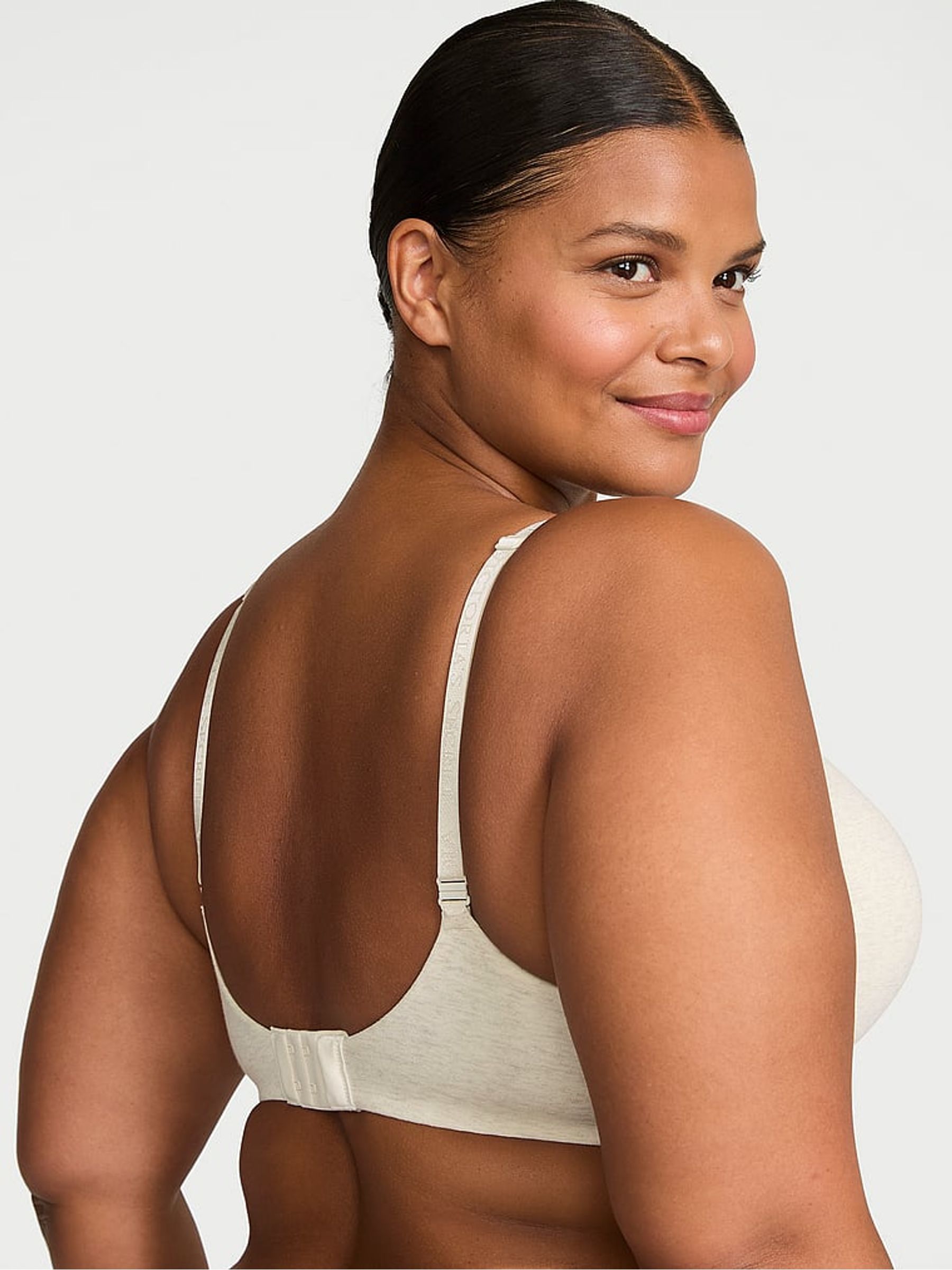 Nude Heather Full Cup Push Up Cotton Logo Bra - Image 2 of 2