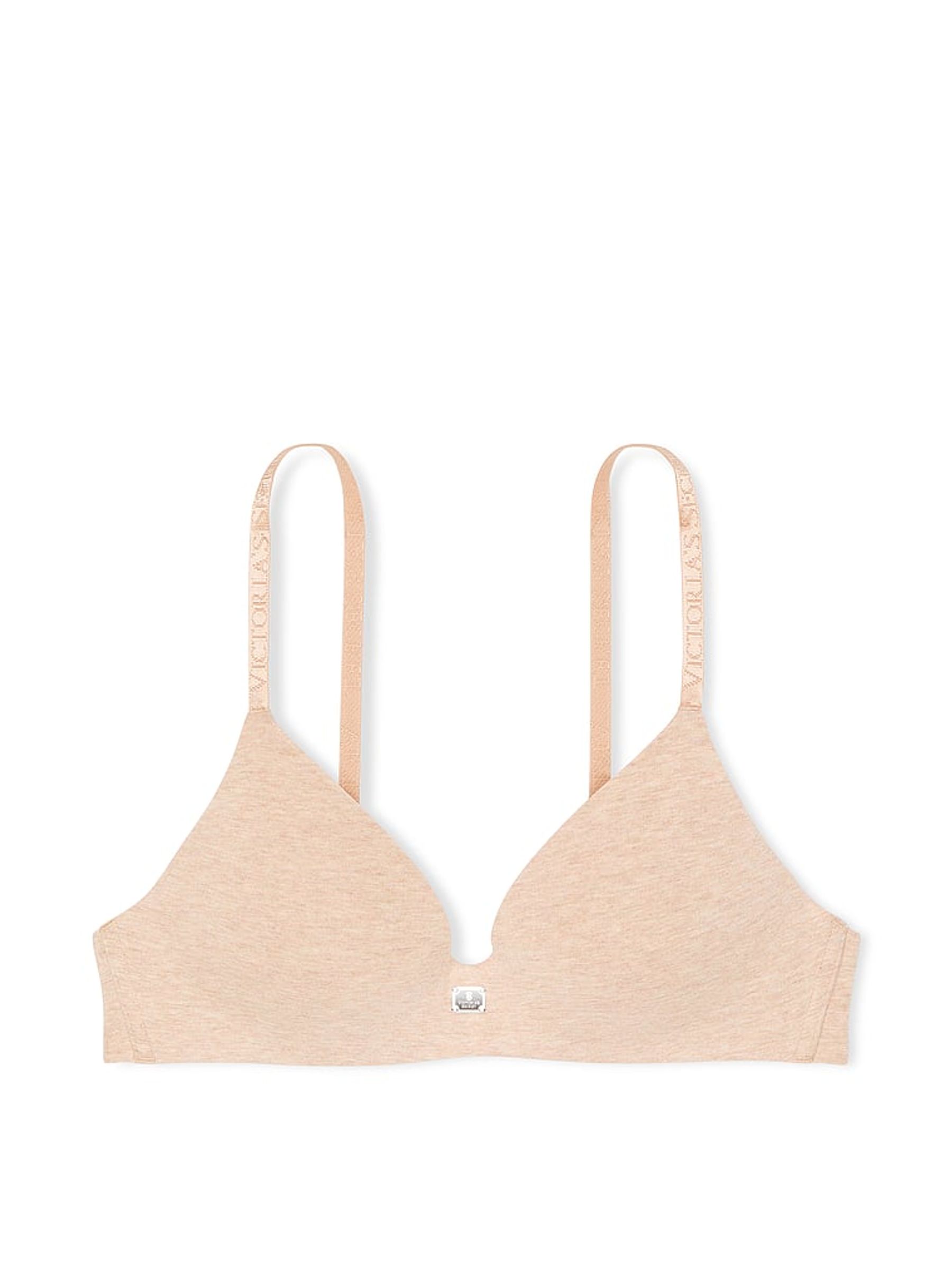Blush Pink Heather Non Wired Lightly Lined Cotton Logo Bra - Image 3 of 3