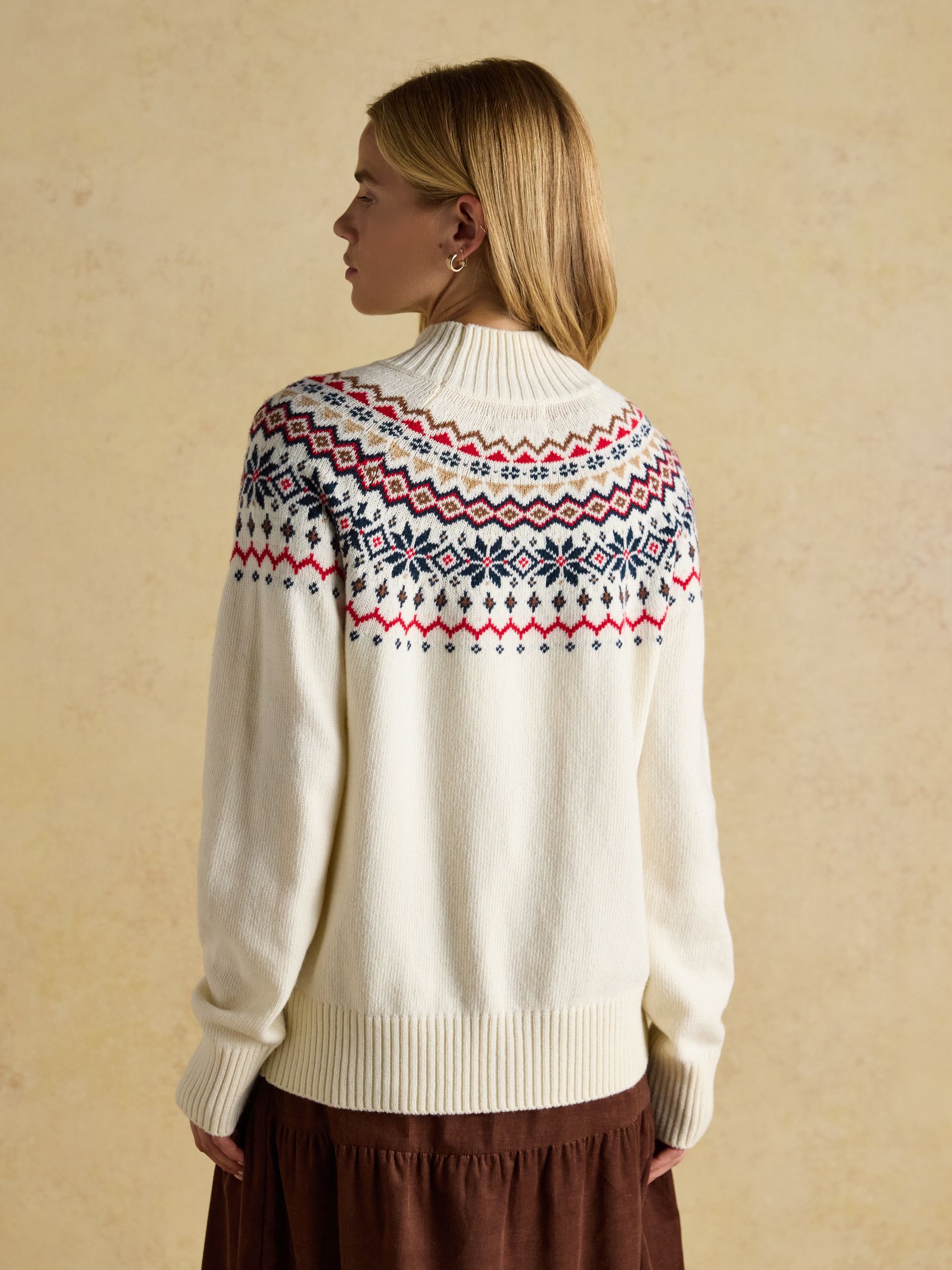 Alba Cream Fair Isle High Neck Cotton-Blend Jumper - Image 2 of 8 Alba Cream Fair Isle High Neck Cotton-Blend Jumper - Image 2 of 8
