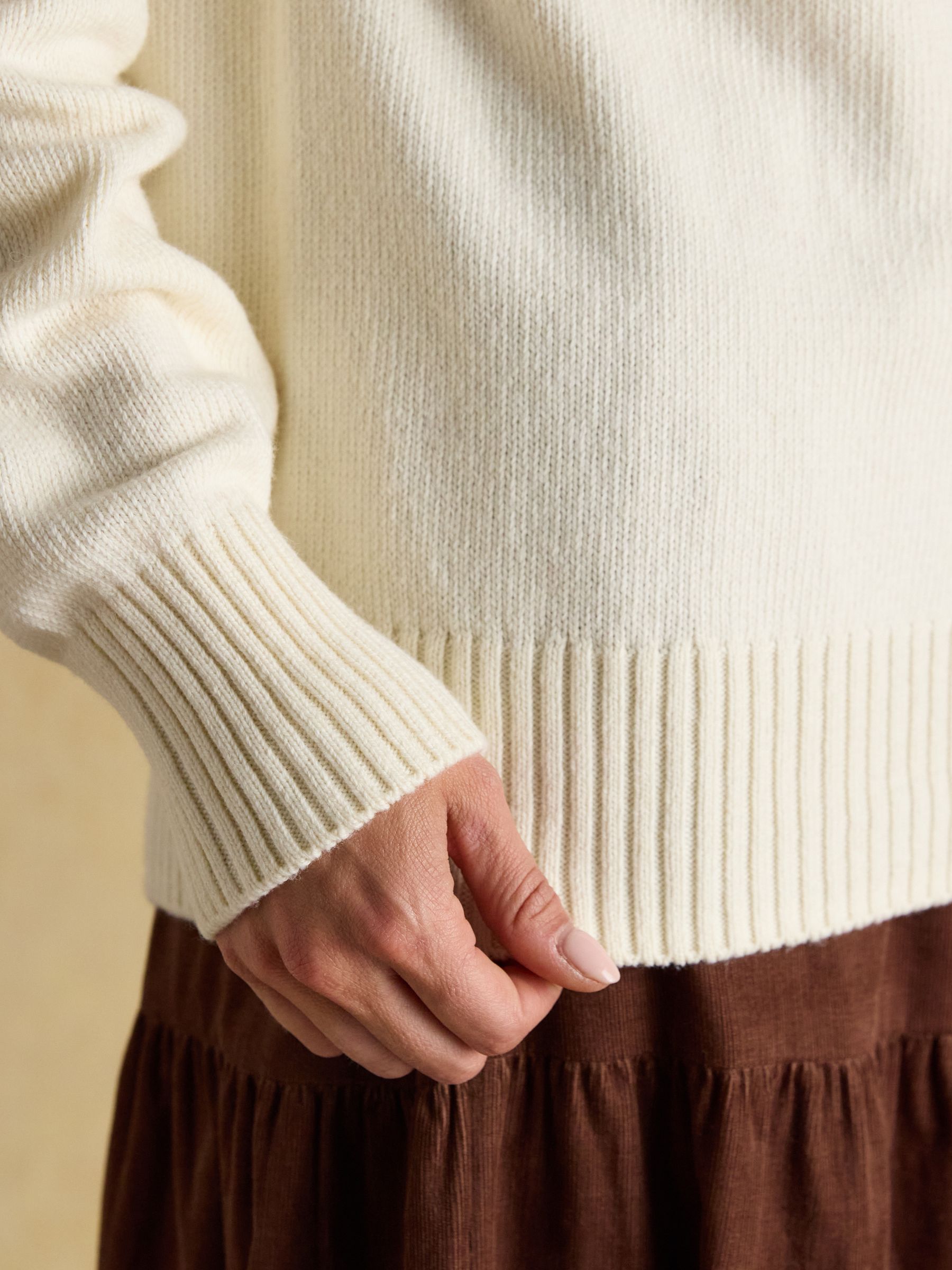 Alba Cream Fair Isle High Neck Cotton-Blend Jumper - Image 6 of 8