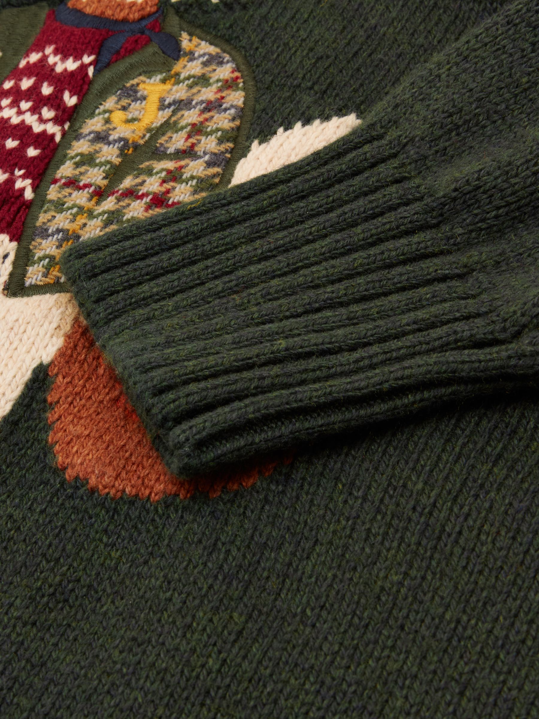 Green Jonty Fox Intarsia Cotton-Rich Crew Neck Jumper - Image 11 of 15
