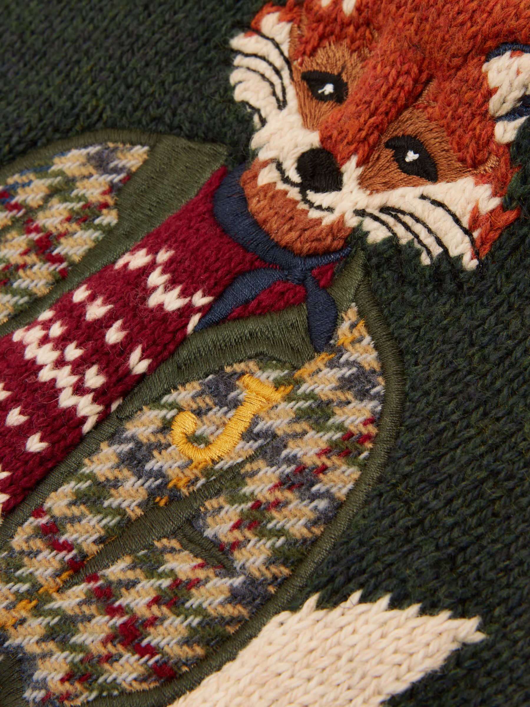 Green Jonty Fox Intarsia Cotton-Rich Crew Neck Jumper - Image 13 of 15
