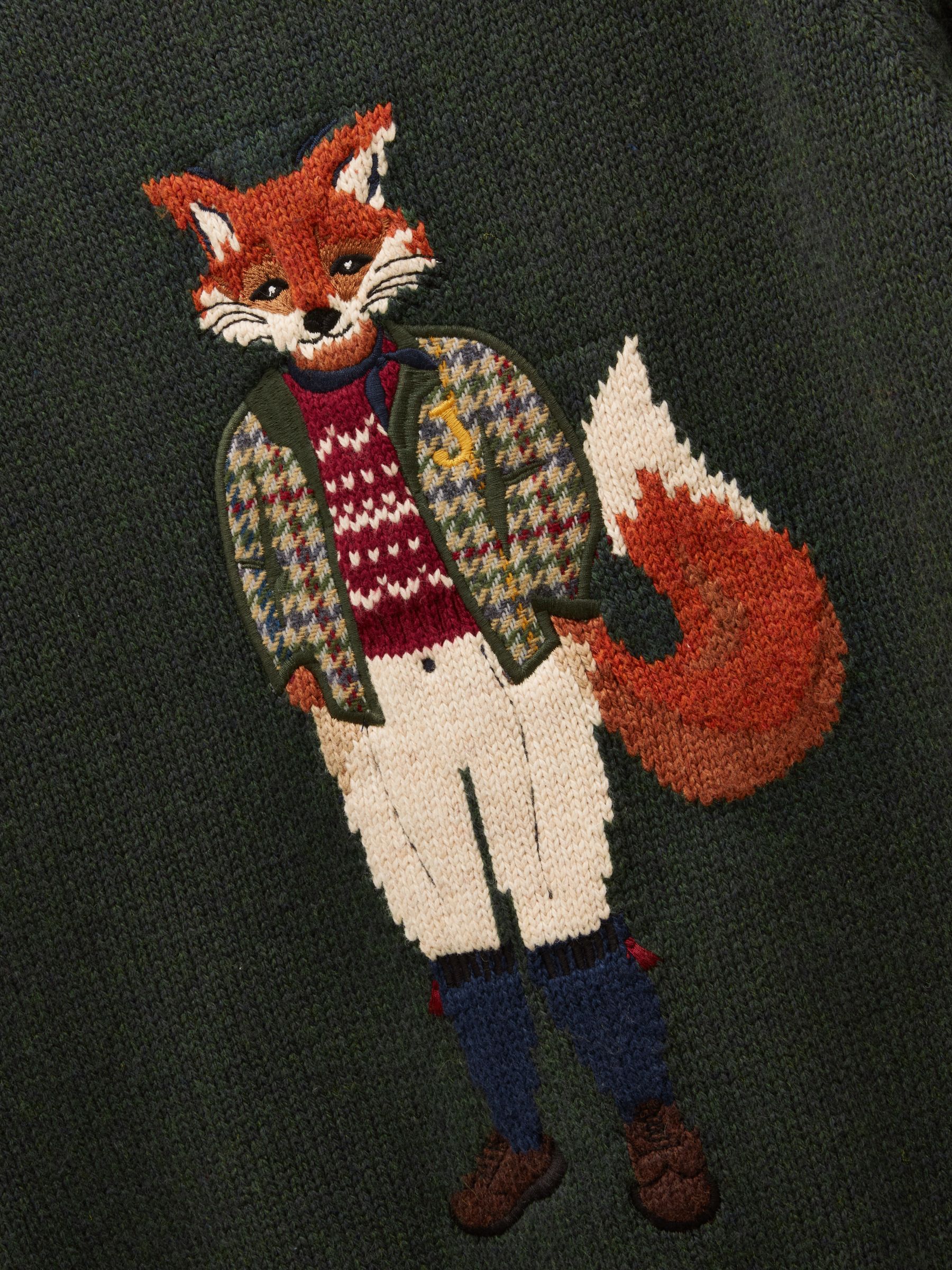 Green Jonty Fox Intarsia Cotton-Rich Crew Neck Jumper - Image 15 of 15 Green Jonty Fox Intarsia Cotton-Rich Crew Neck Jumper - Image 15 of 15