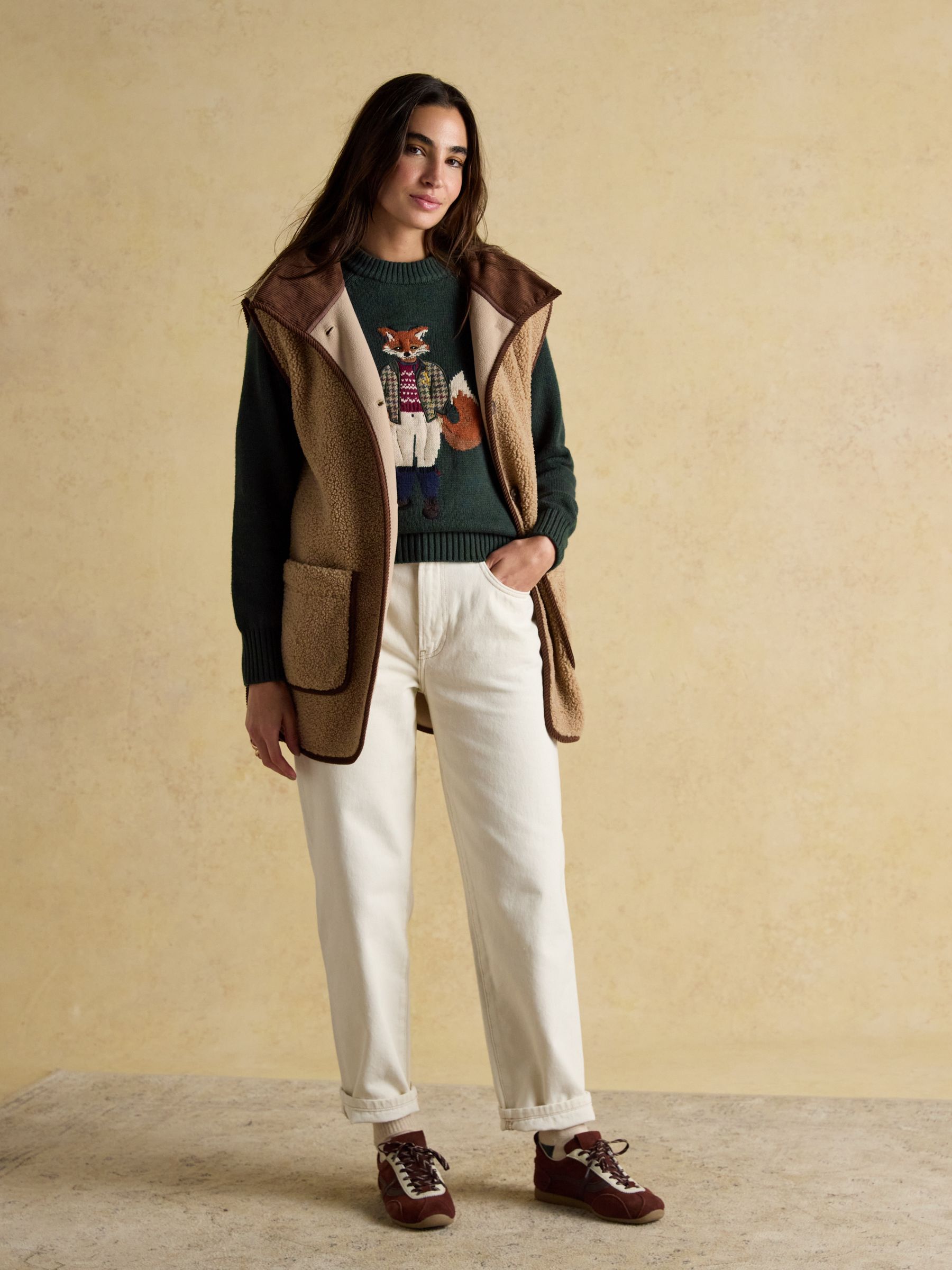 Green Jonty Fox Intarsia Cotton-Rich Crew Neck Jumper - Image 7 of 15