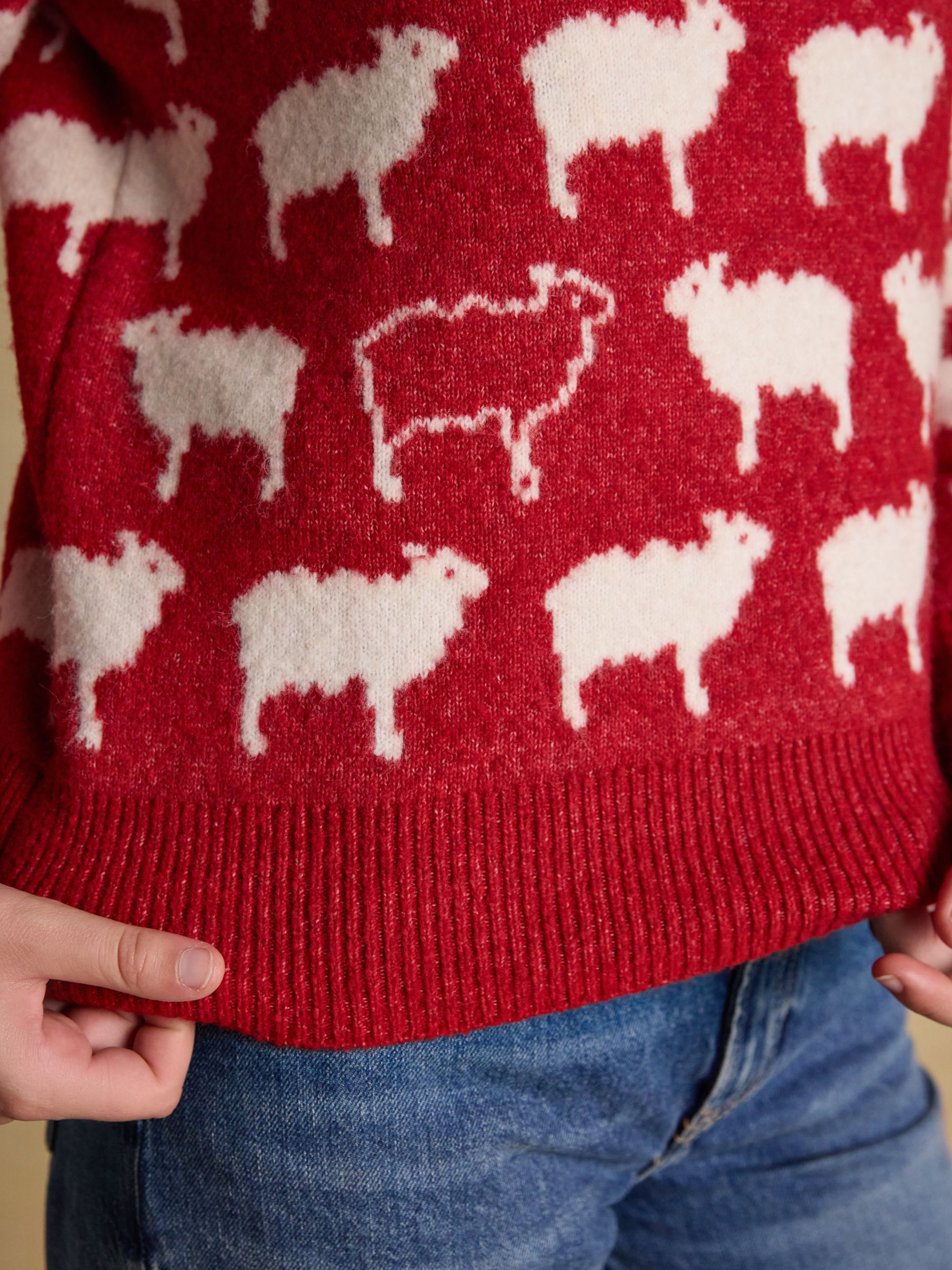 Knitted Red What The Flock Jumper with Crew Neck - Image 6 of 7