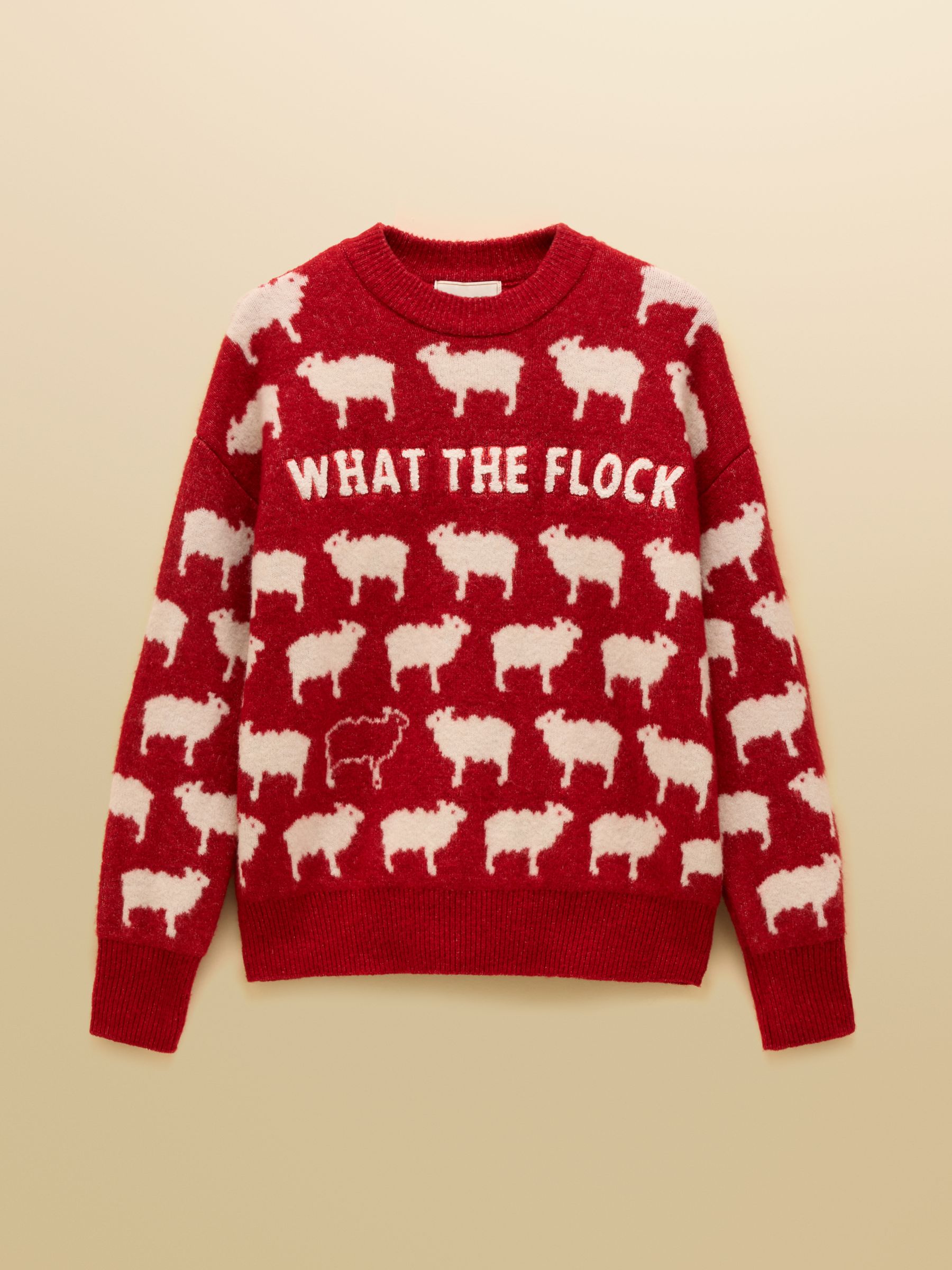 Knitted Red What The Flock Jumper with Crew Neck - Image 7 of 7