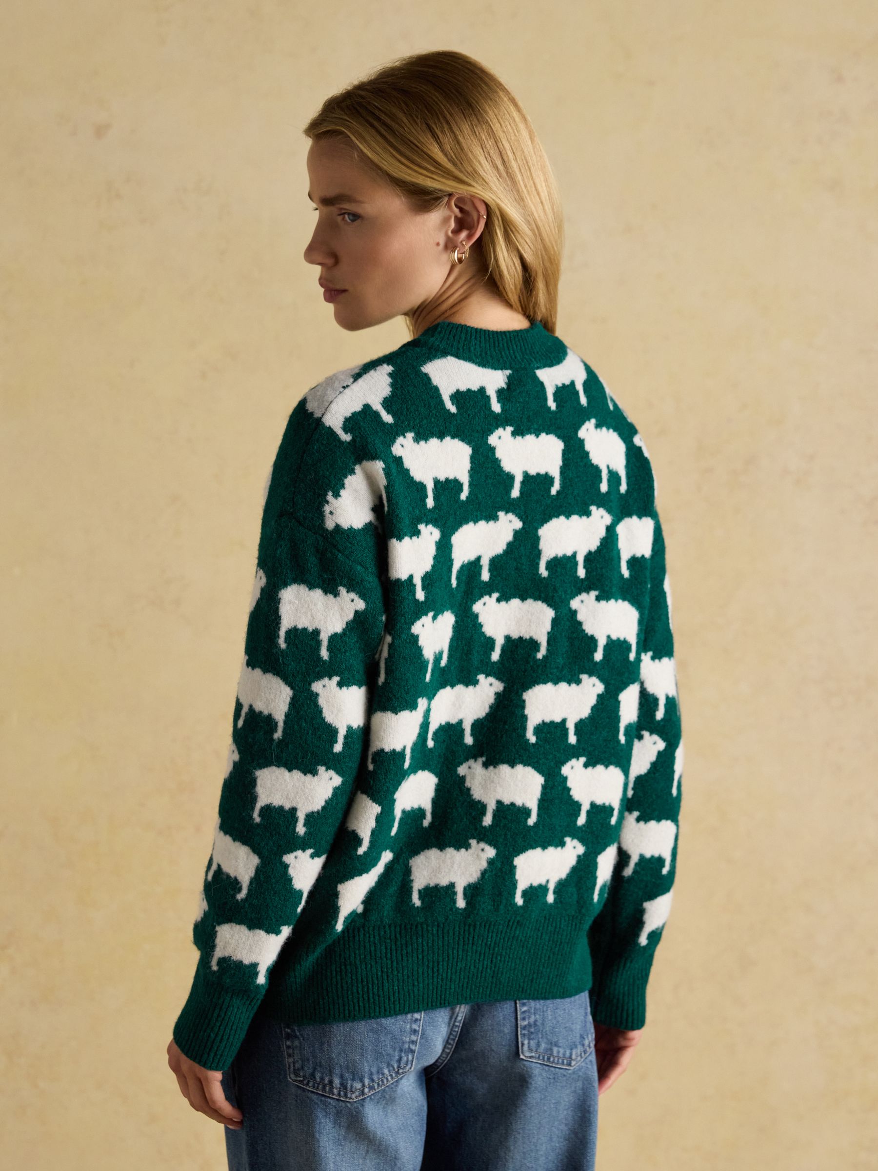 Knitted Green Fleece Navidad Christmas Jumper with Crew Neck - Image 4 of 8
