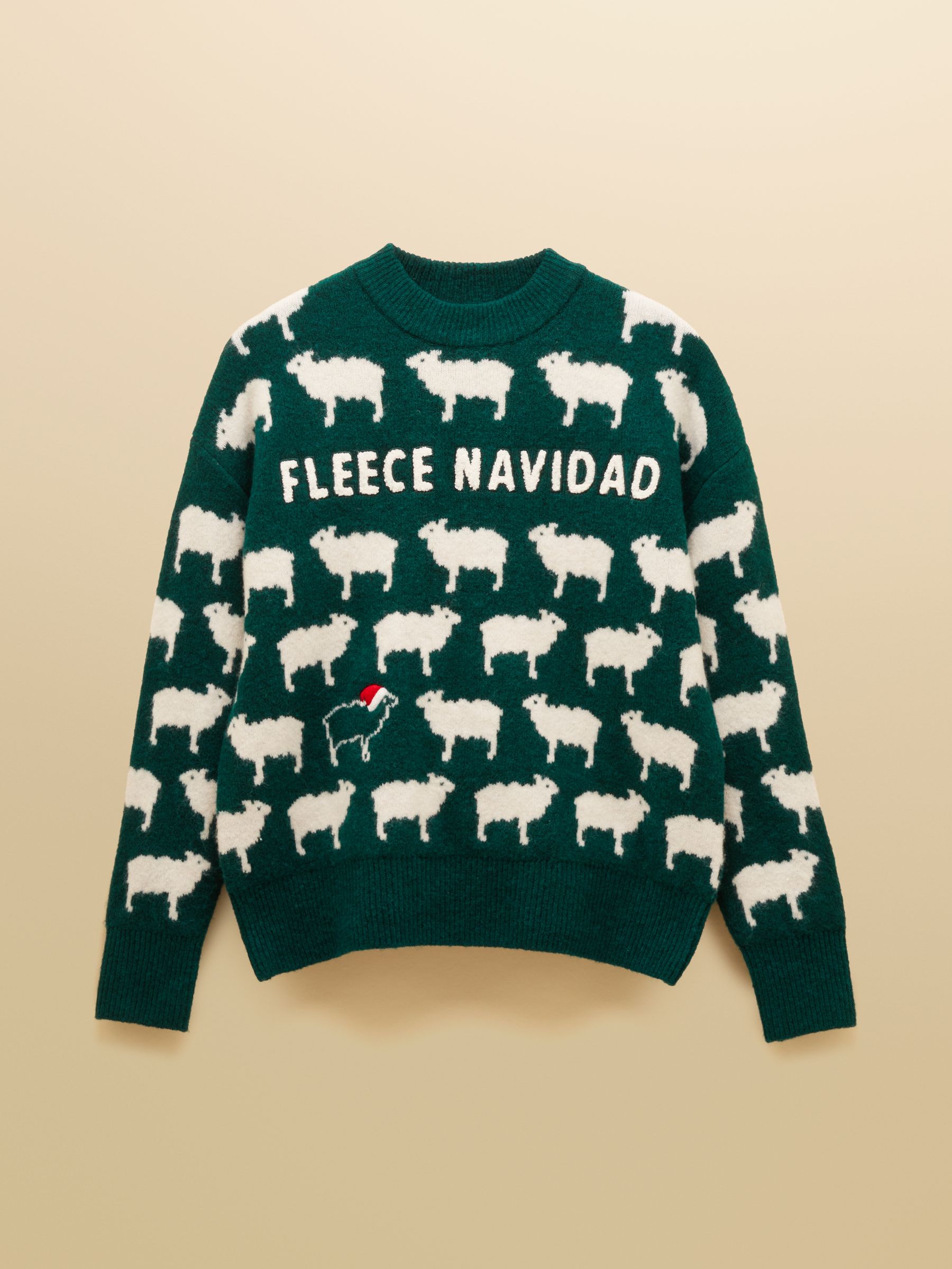 Knitted Green Fleece Navidad Christmas Jumper with Crew Neck - Image 8 of 8 Knitted Green Fleece Navidad Christmas Jumper with Crew Neck - Image 8 of 8
