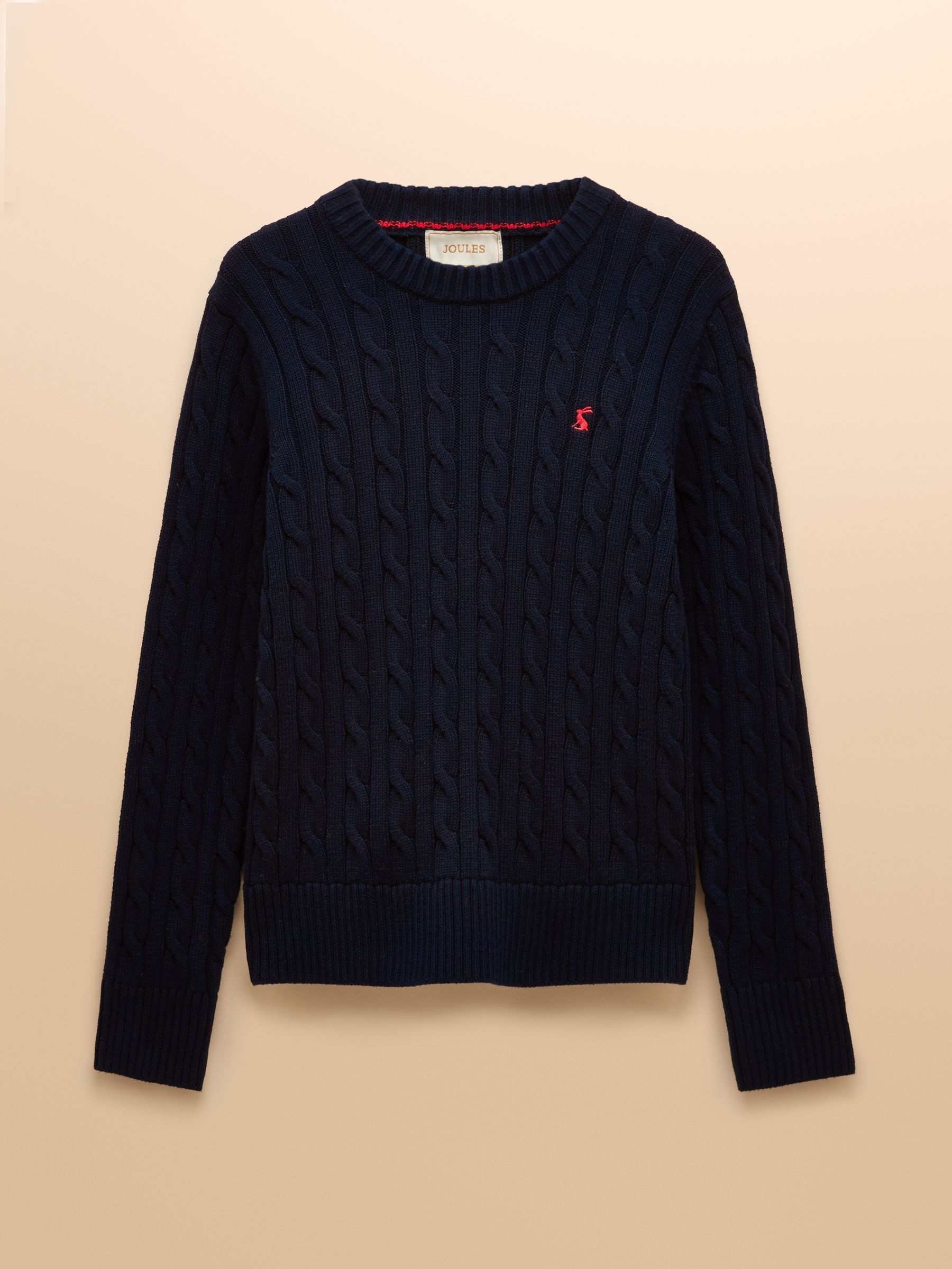 Classic Cable Navy Cotton Crew Neck Jumper - Image 6 of 6