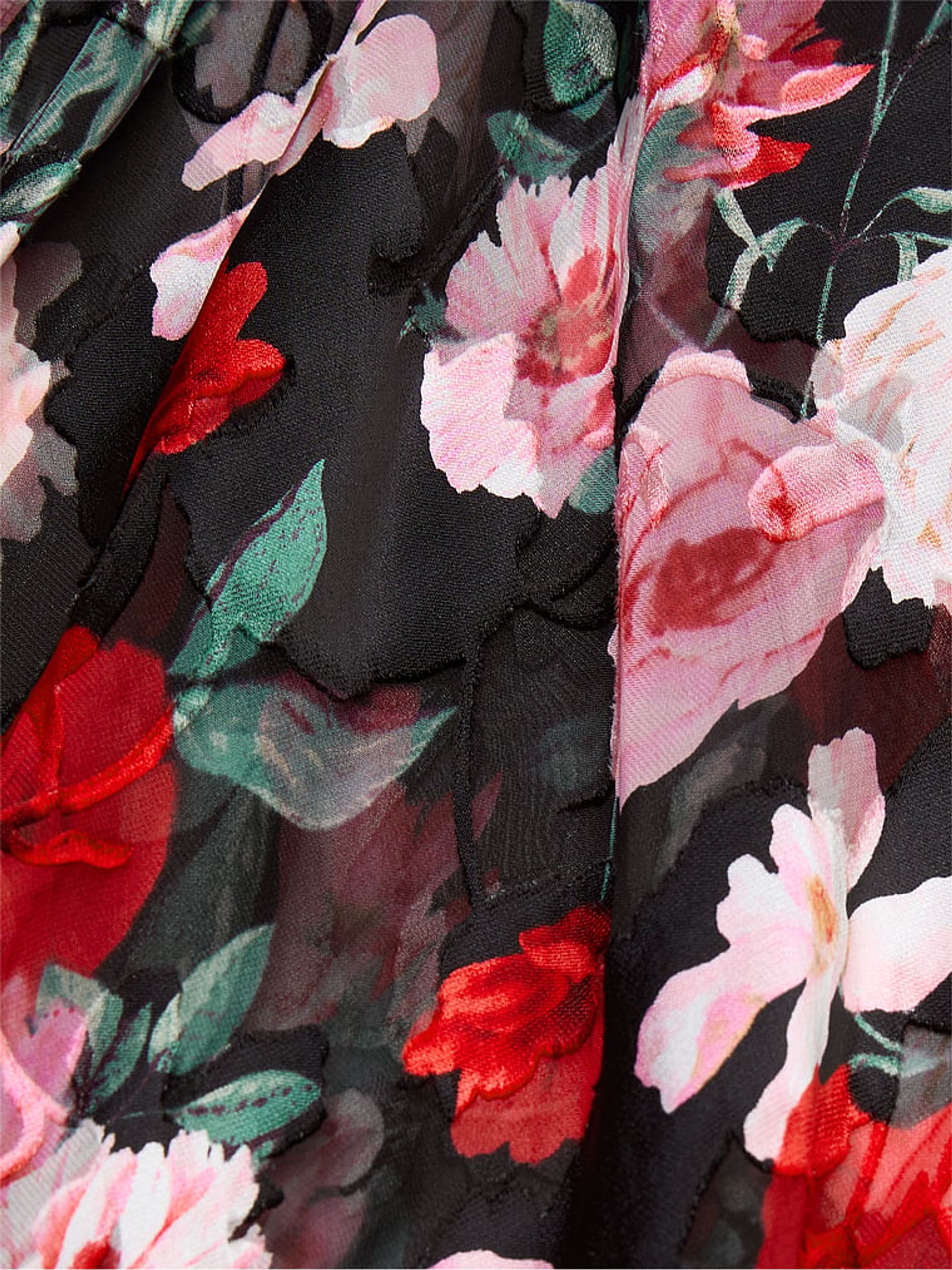 Black Floral Atelier Burnout Satin Plunge Dress - Image 4 of 4