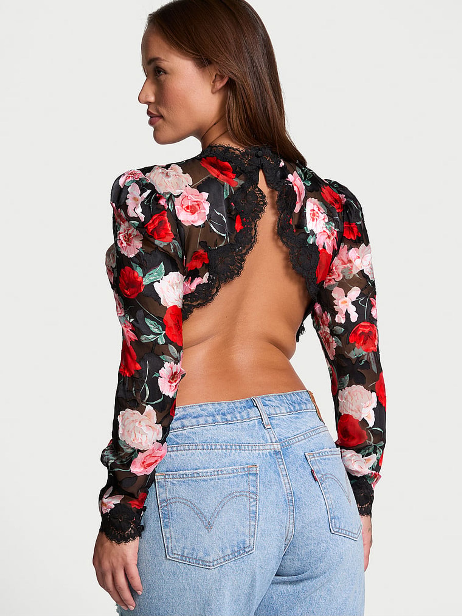 Black Floral Atelier Bolero Crop Top | Victoria's Secret UK