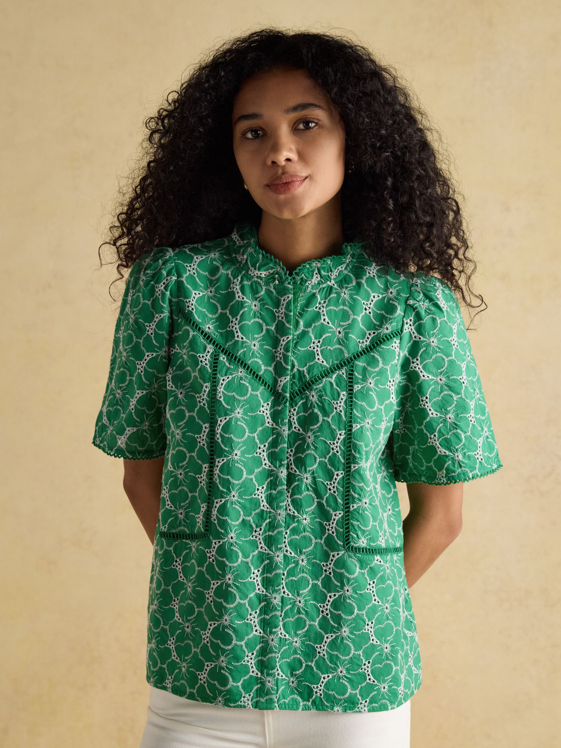Remi Green Broderie Blouse - Image 1 of 7