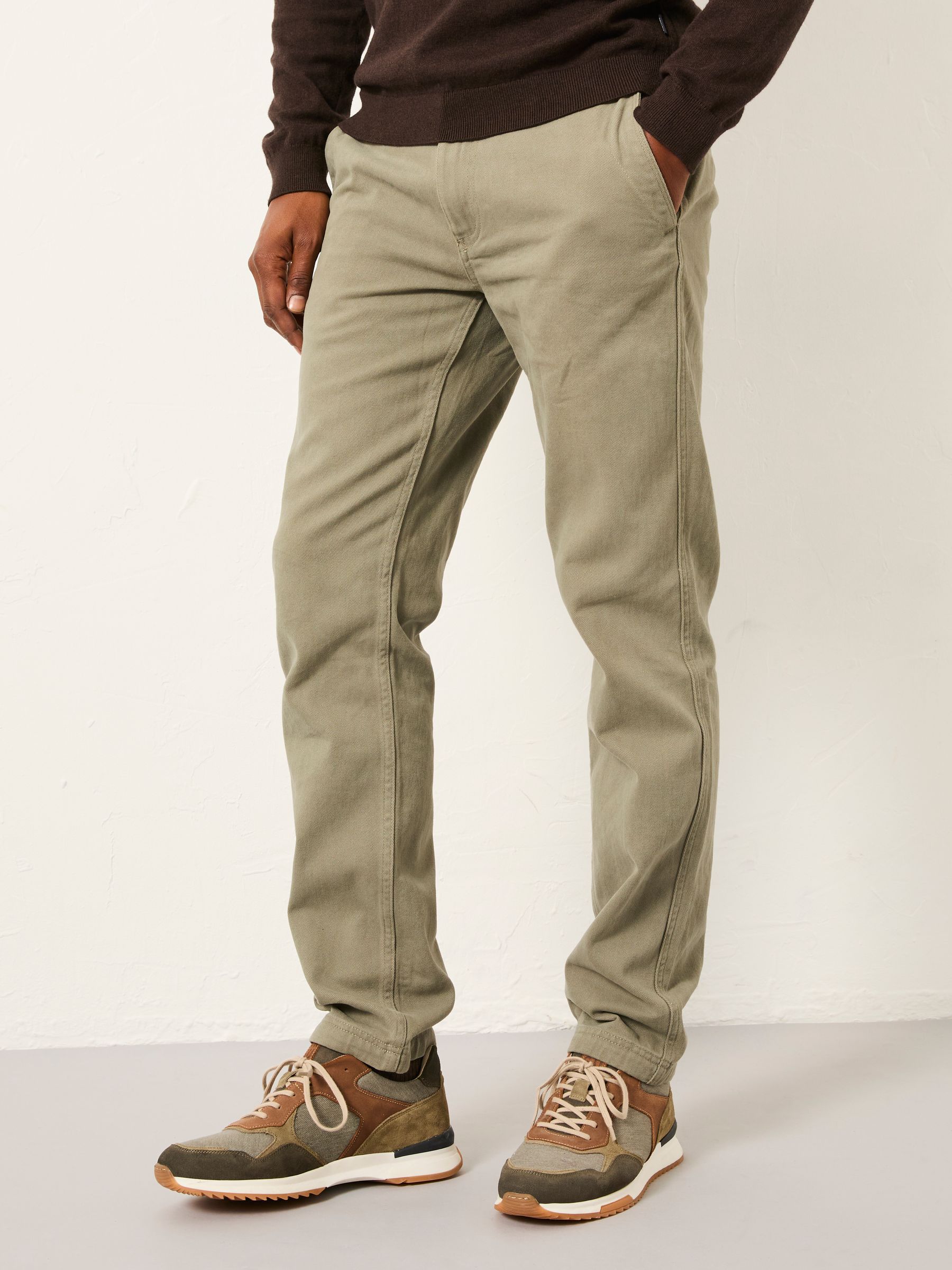 Green Straight Fit Twill Coastal Chino Trousers - Image 1 of 5 Green Straight Fit Twill Coastal Chino Trousers - Image 1 of 5