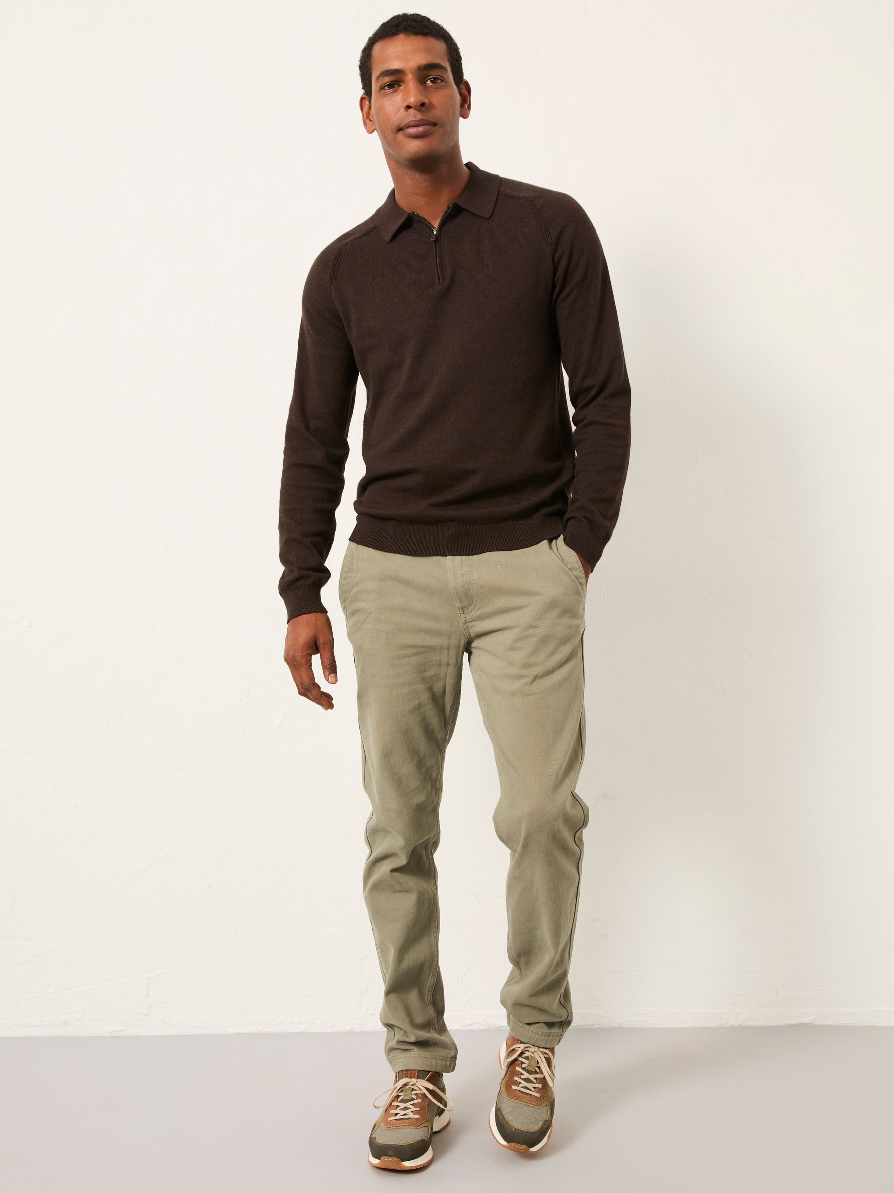 Green Straight Fit Twill Coastal Chino Trousers - Image 3 of 5