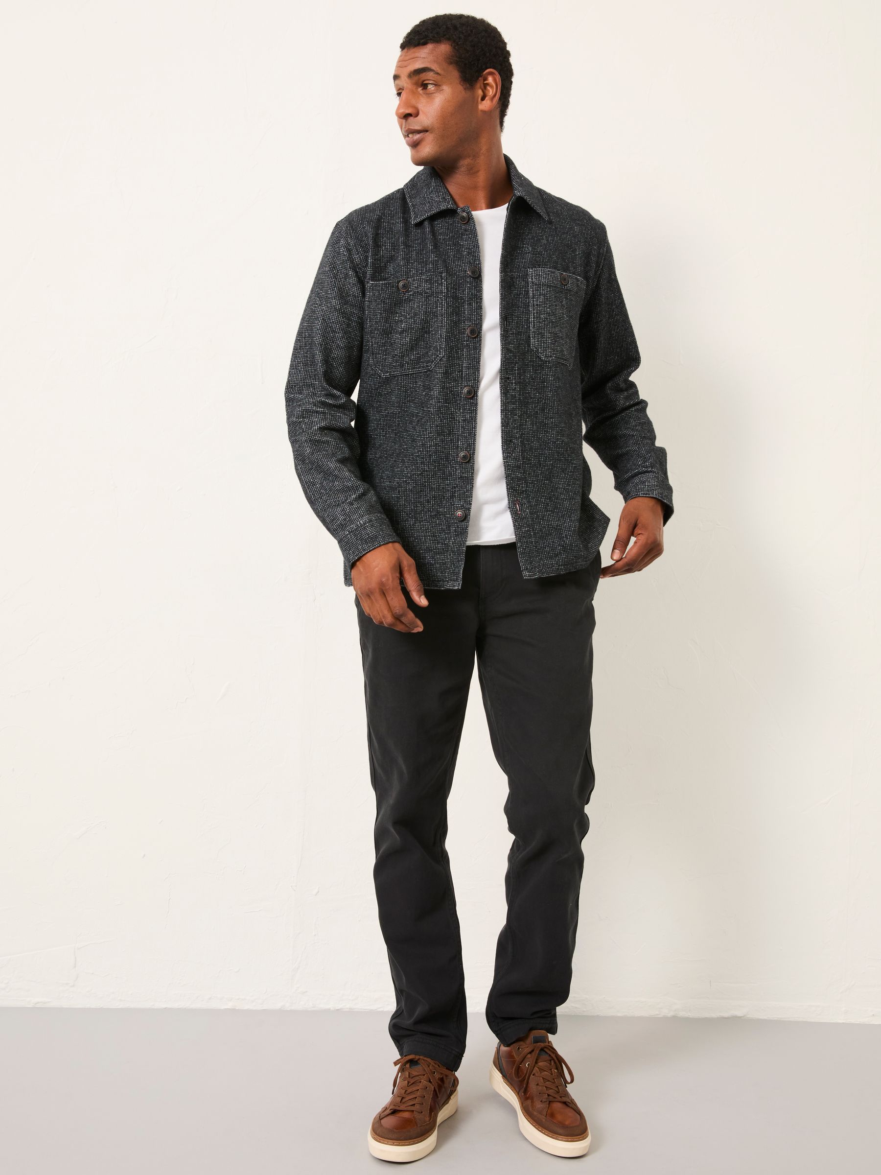 Washed Black Straight Fit Twill Coastal Chino Trousers - Image 3 of 5