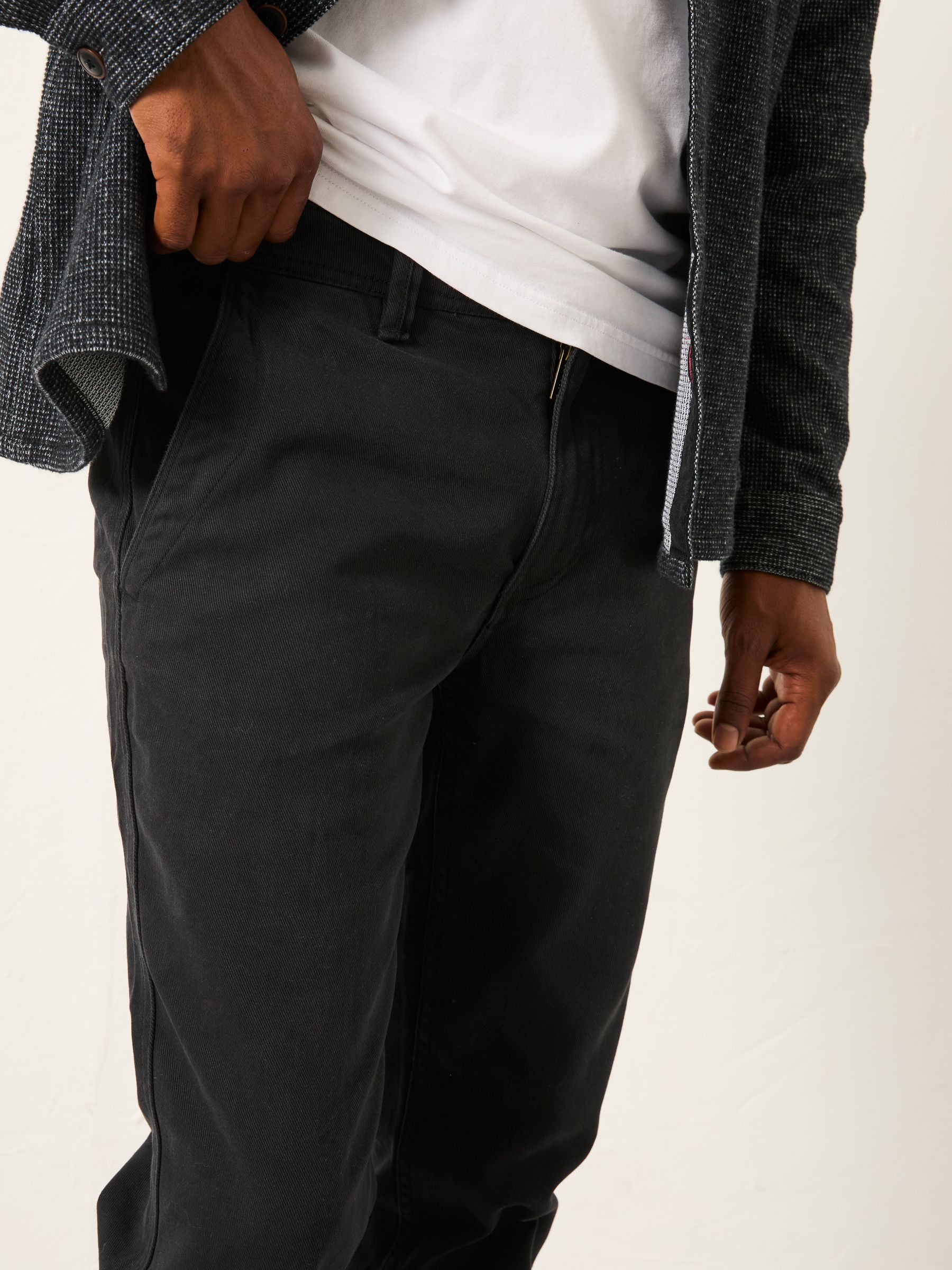 Washed Black Straight Fit Twill Coastal Chino Trousers - Image 4 of 5
