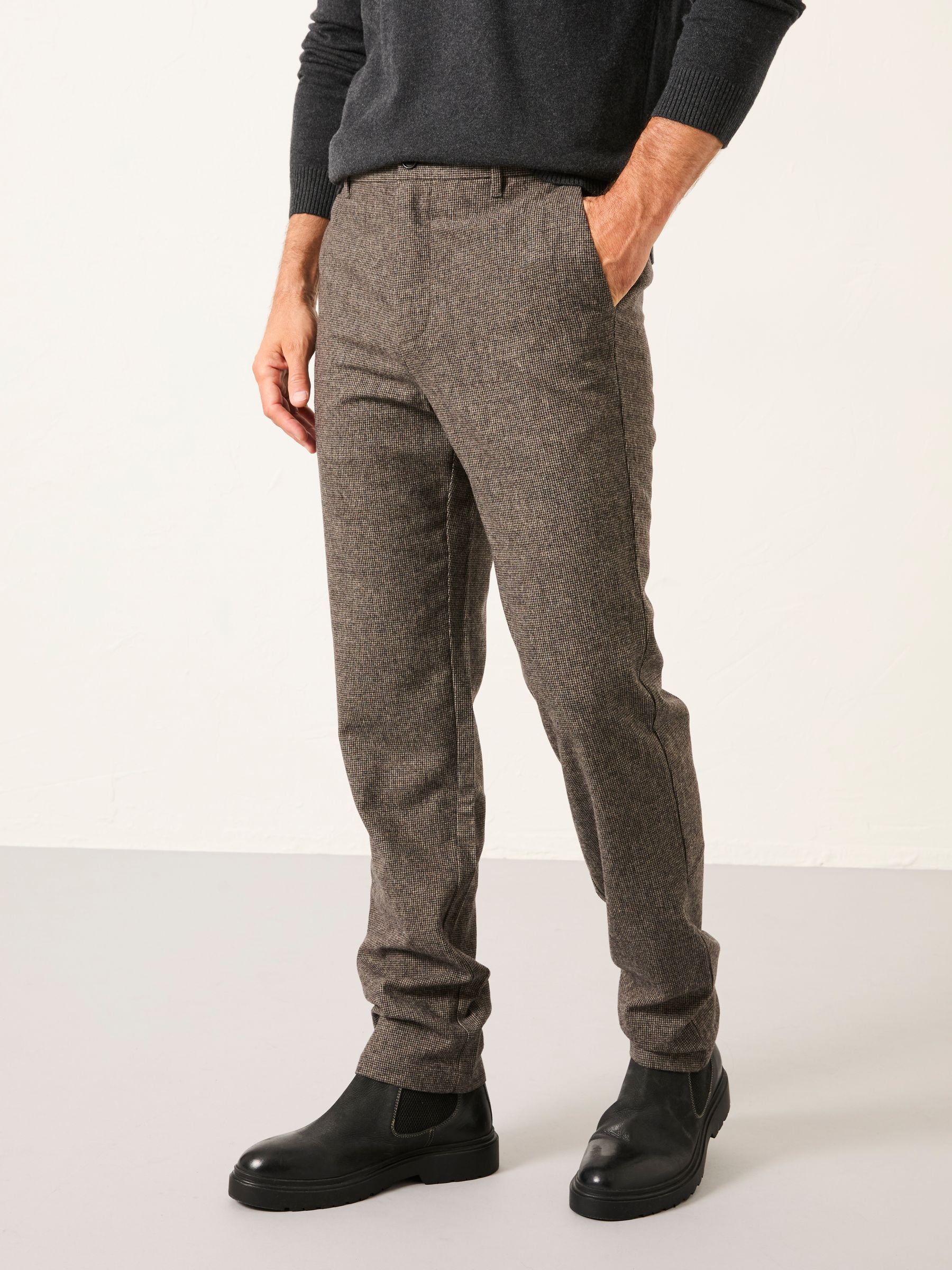 Lyme Brown Tailored Fit Wool Mix Trousers - Image 1 of 5