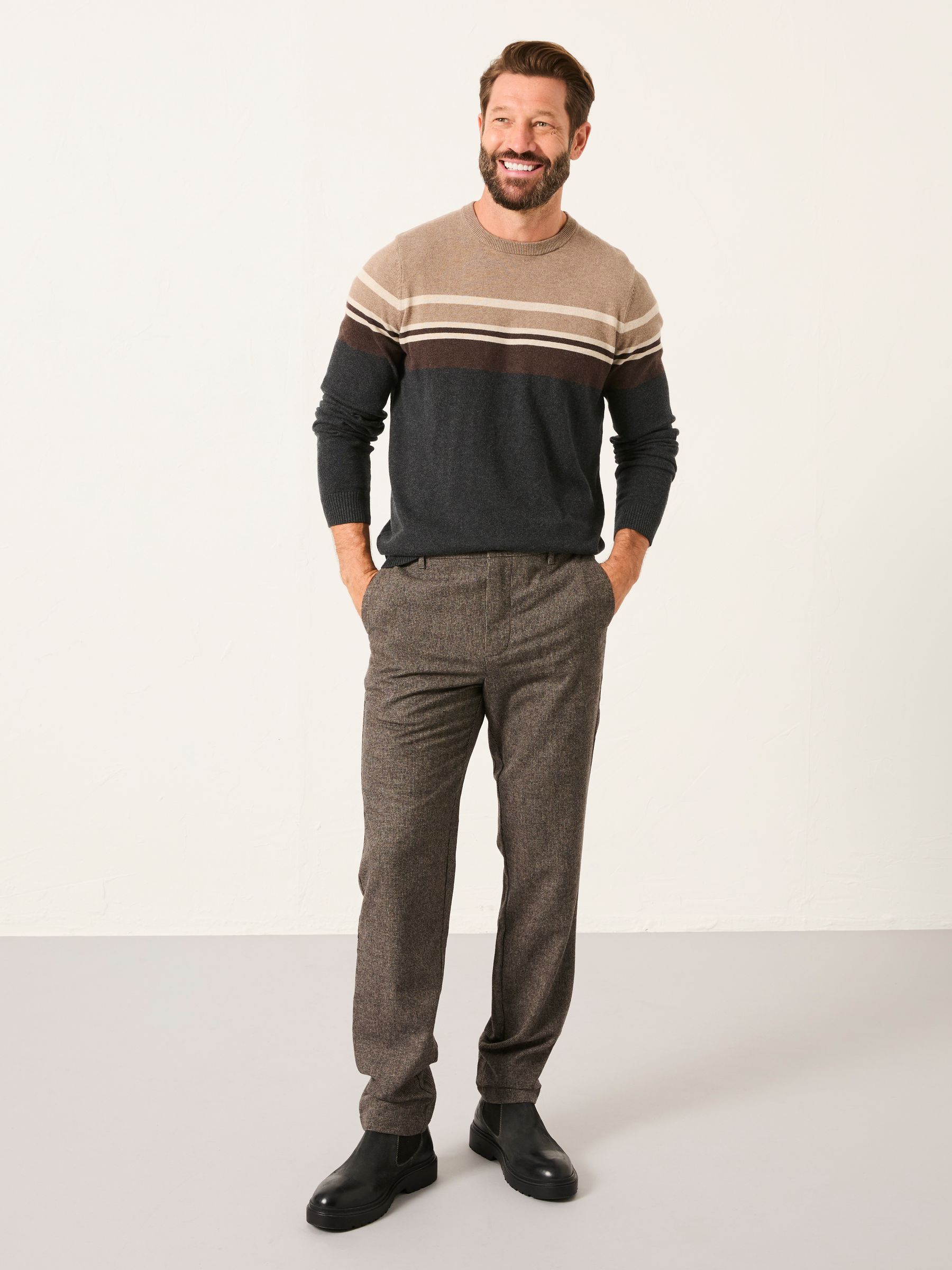 Lyme Brown Tailored Fit Wool Mix Trousers - Image 3 of 5