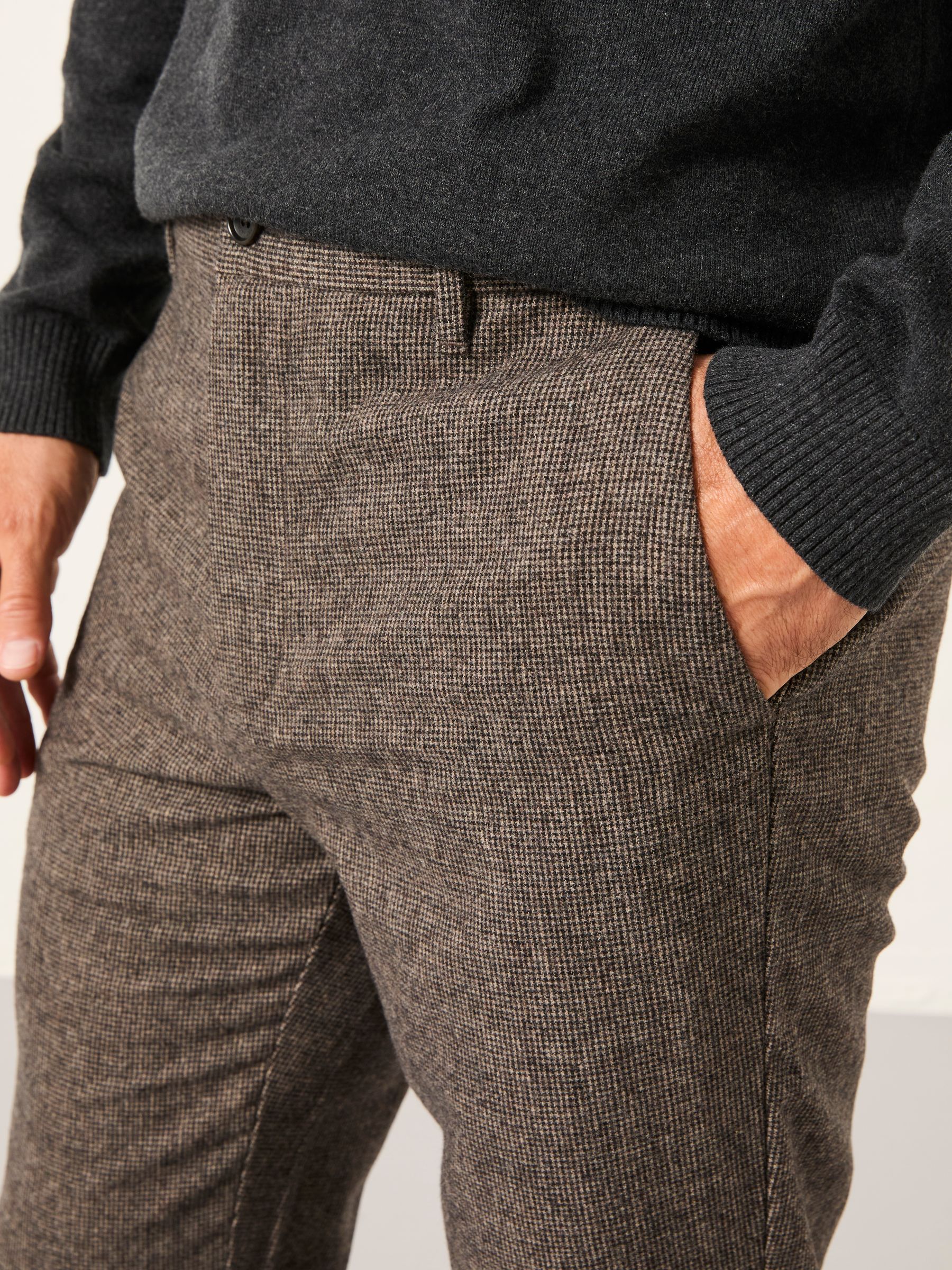 Lyme Brown Tailored Fit Wool Mix Trousers - Image 4 of 5