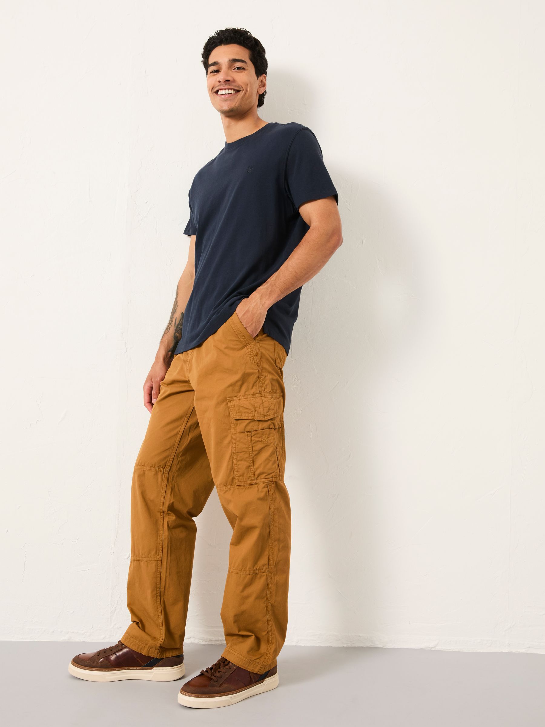 Bude Tan Brown Straight Fit Cargo Trousers | FatFace USA