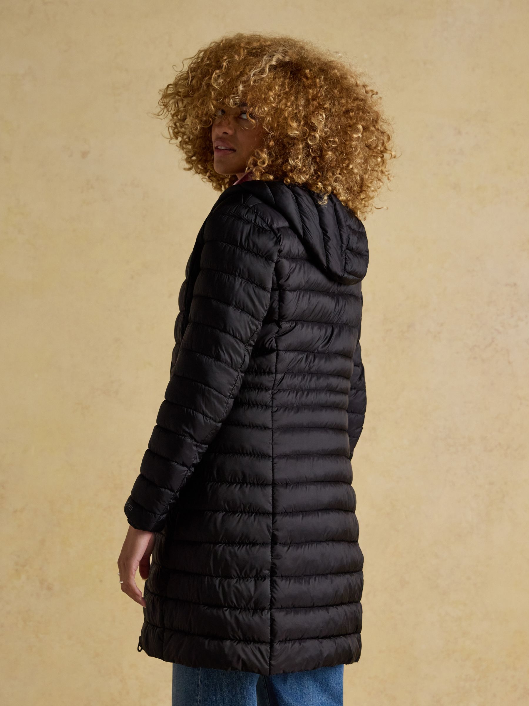 Kenley Black Showerproof Long Padded Coat with Hood - Image 2 of 9