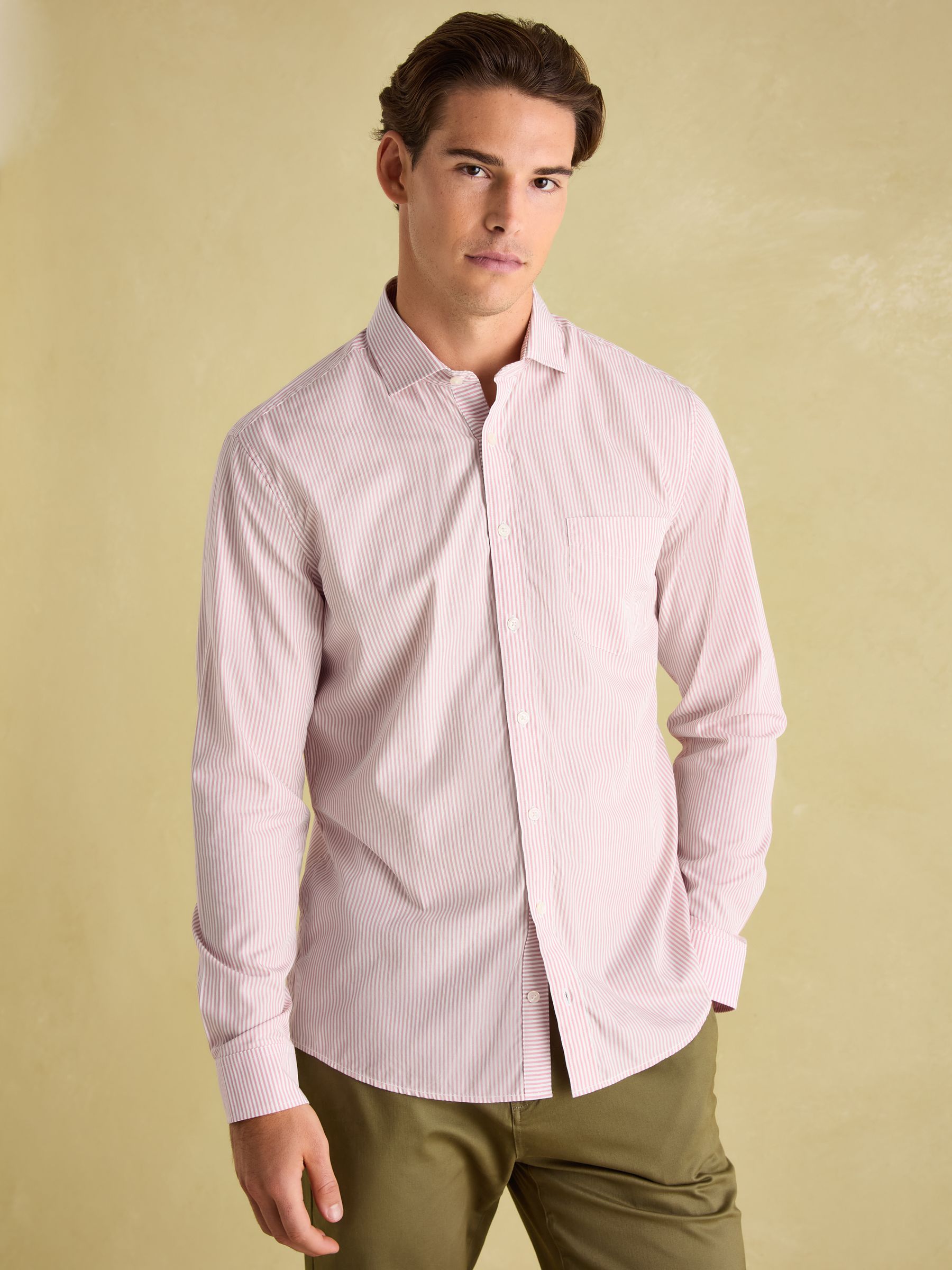 2 Pack Pink Stripe/Blue Check Lightweight Cotton Shirts Classic Fit - Image 3 of 11