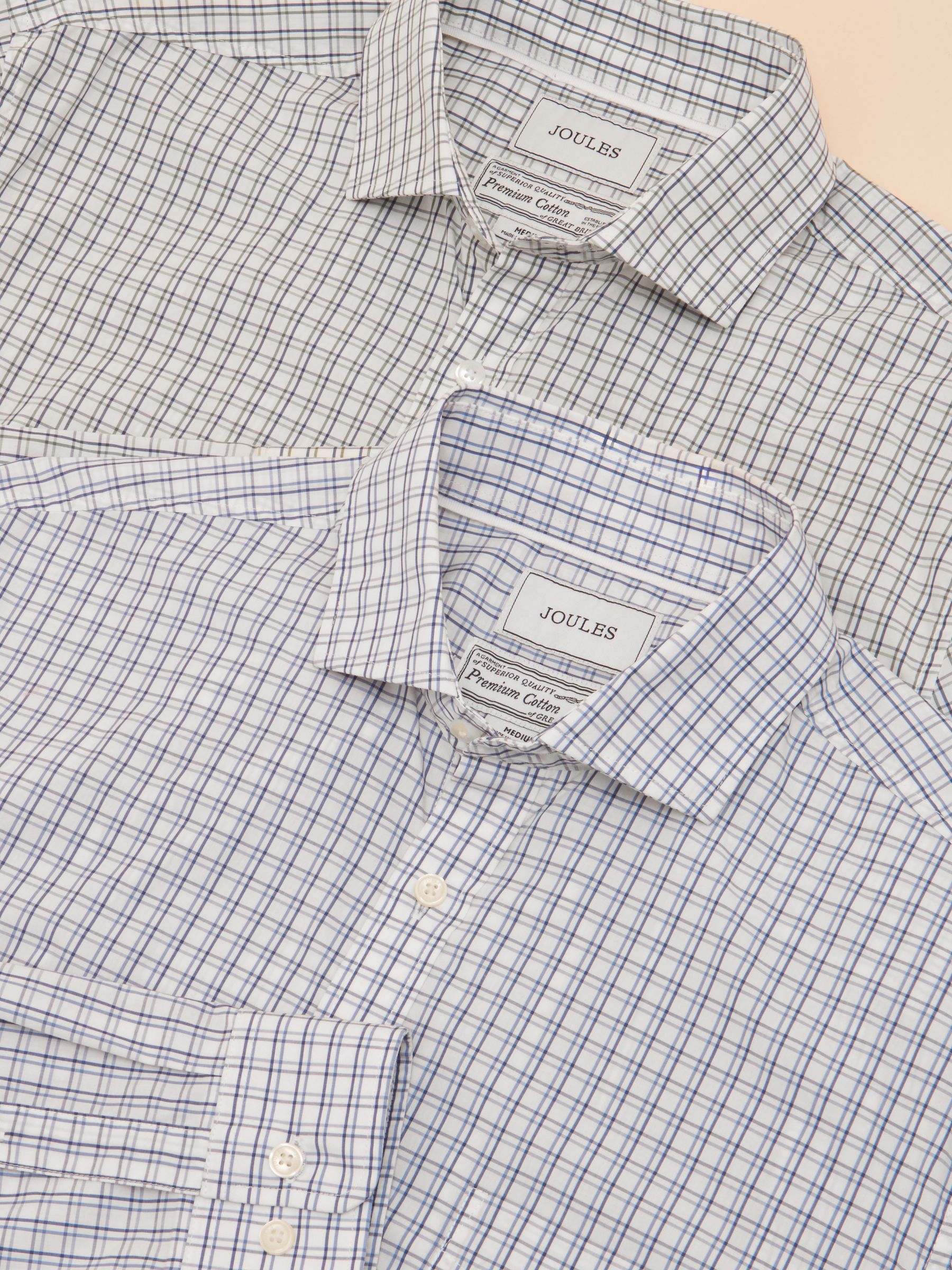 2 Pack Blue/Green Check Lightweight Cotton Shirts Classic Fit - Image 1 of 9 2 Pack Blue/Green Check Lightweight Cotton Shirts Classic Fit - Image 1 of 9