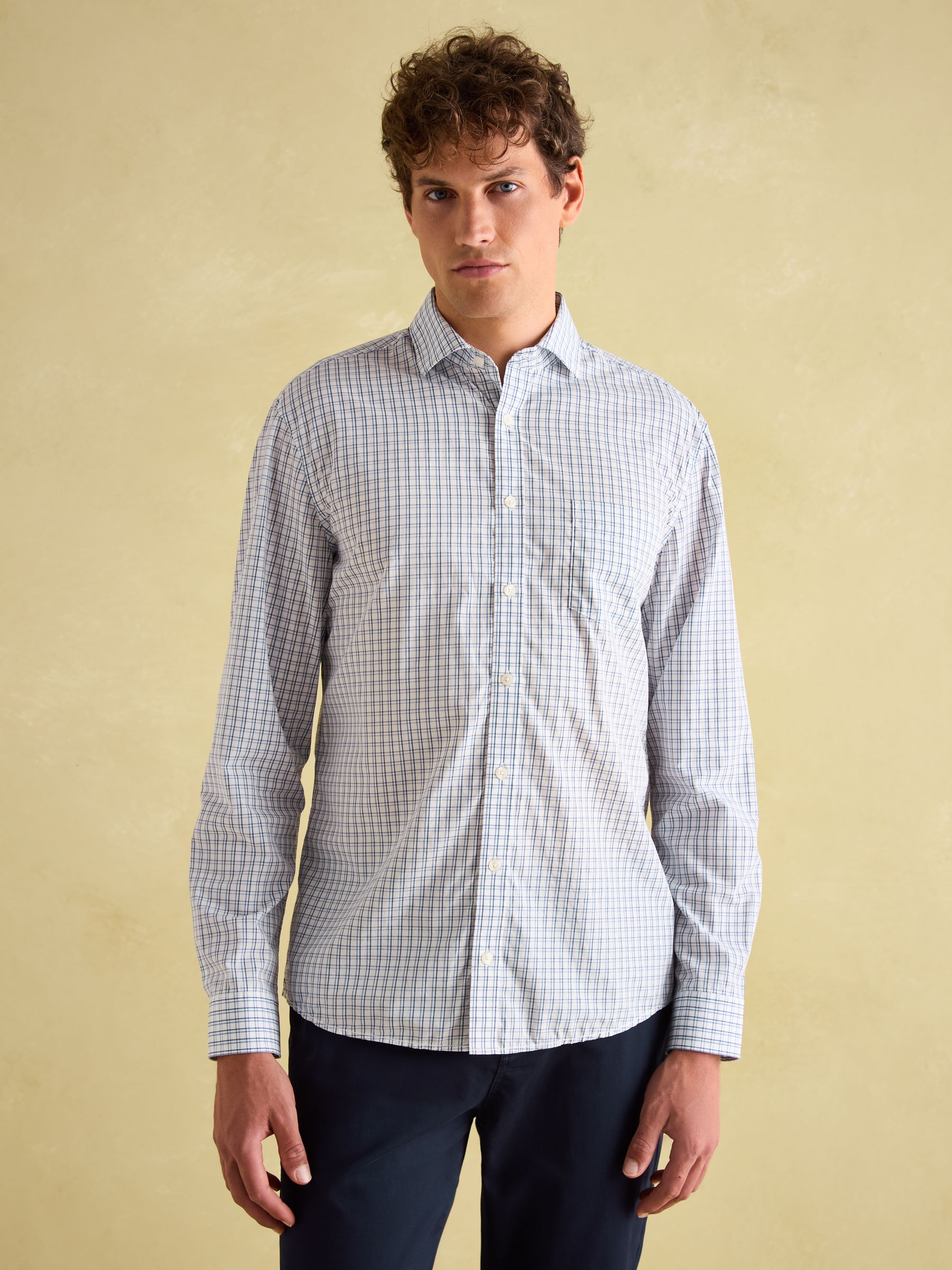 2 Pack Blue/Green Check Lightweight Cotton Shirts Classic Fit - Image 3 of 9