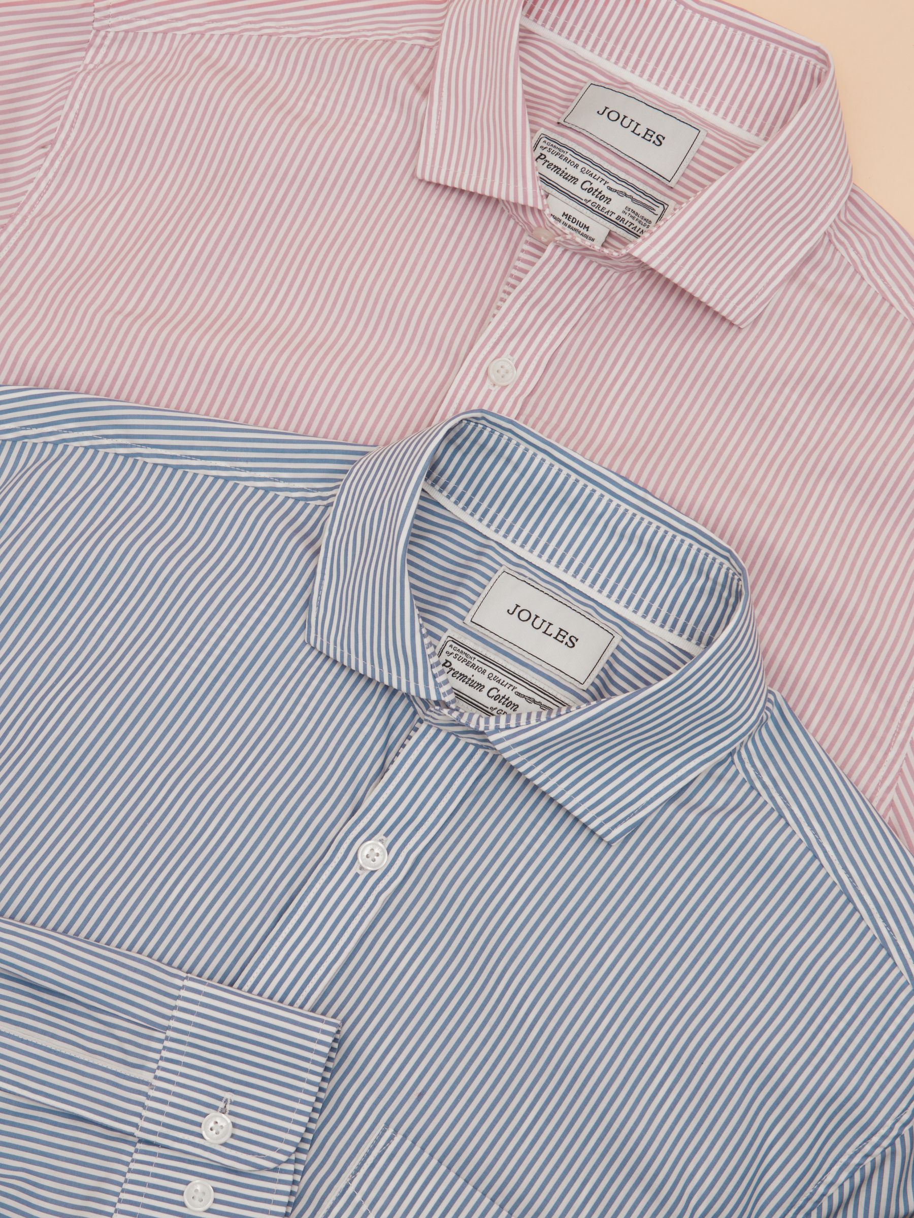 2 Pack Blue/Pink Stripe Lightweight Cotton Shirts Classic Fit - Image 1 of 9