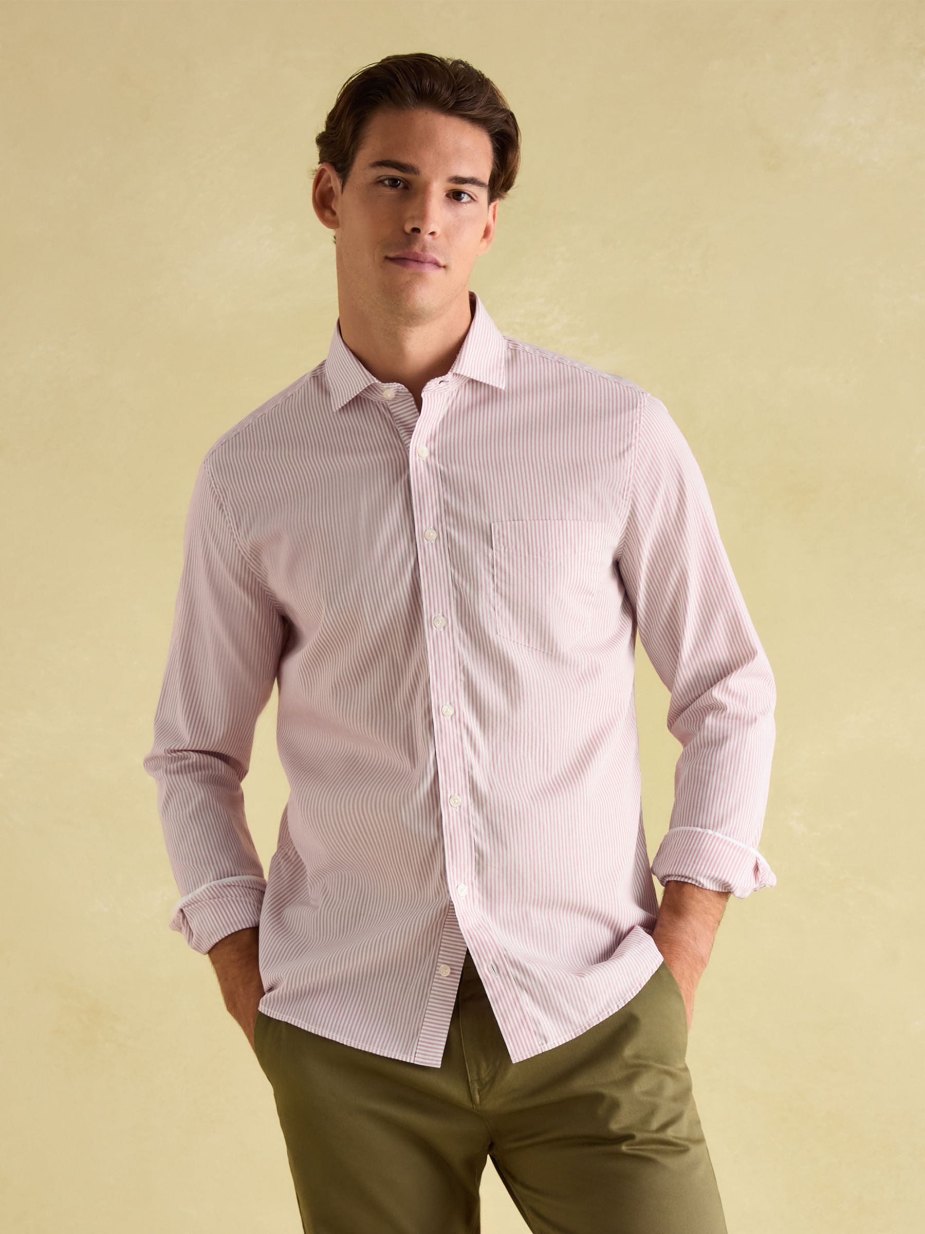 2 Pack Blue/Pink Stripe Lightweight Cotton Shirts Classic Fit - Image 4 of 9