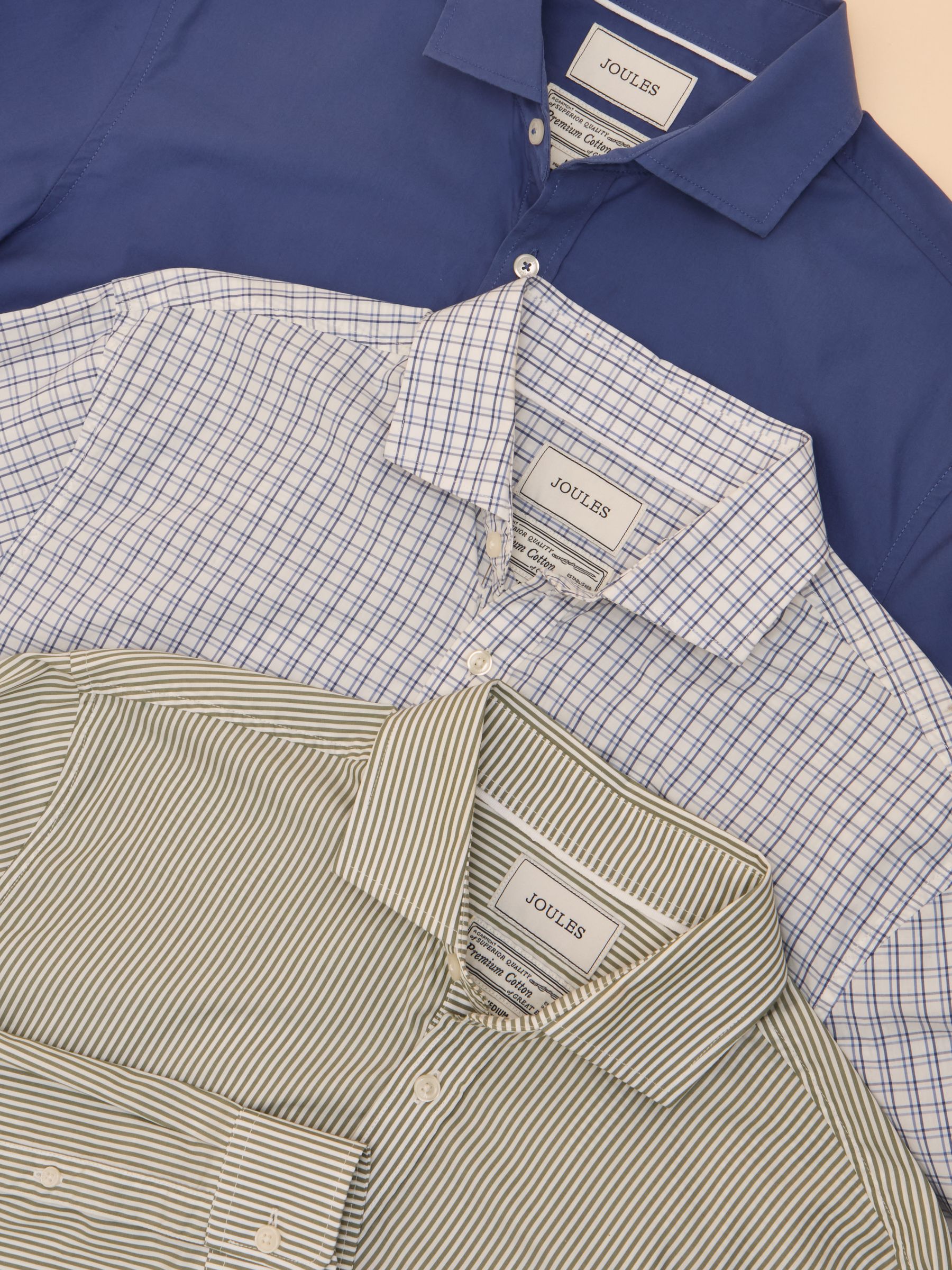 3 Pack Green/Blue Lightweight Cotton Shirts Classic Fit - Image 1 of 20
