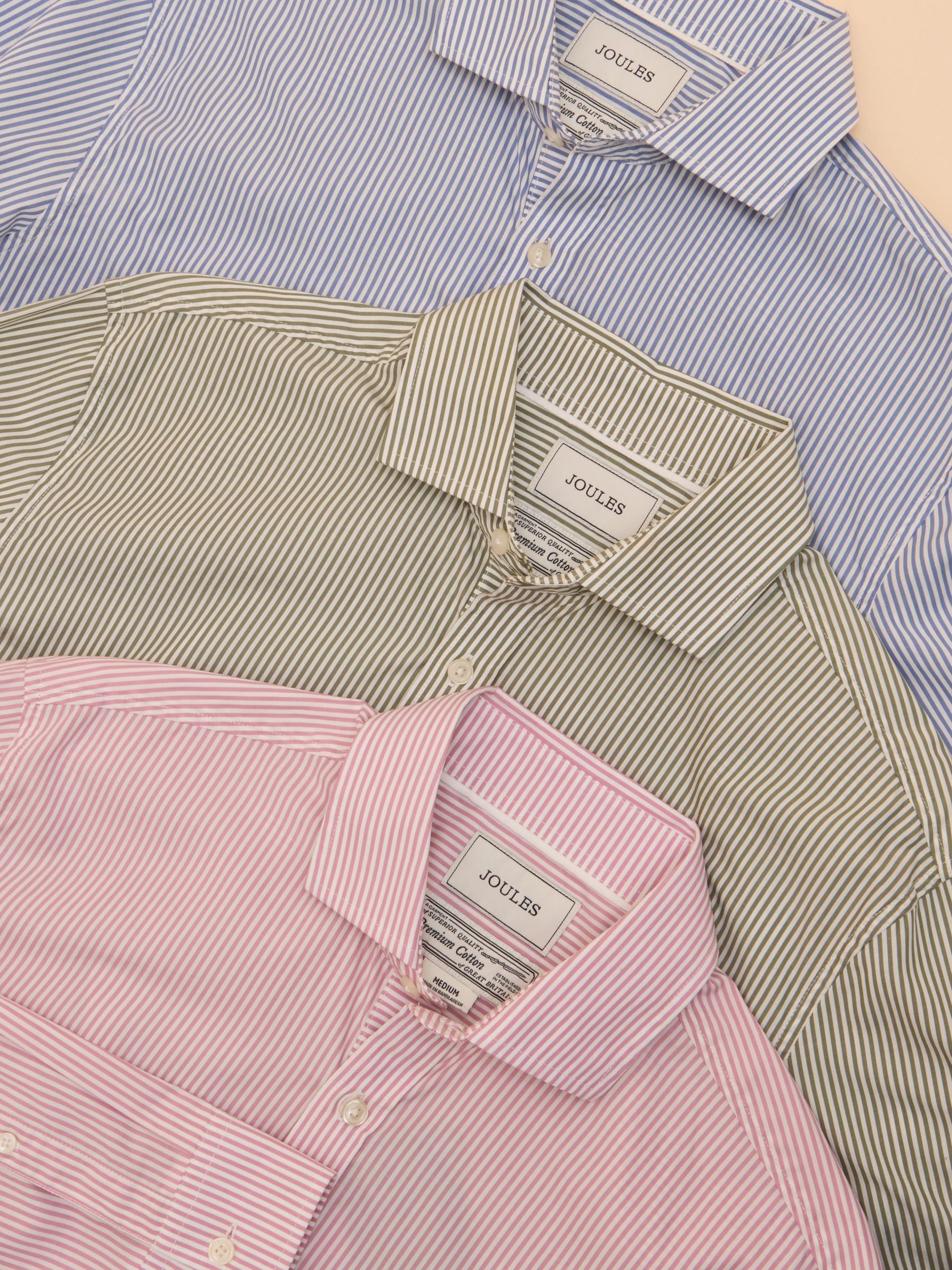 3 Pack Green Stripe/ Blue Stripe/ Pink Stripe Lightweight Cotton Shirts Classic Fit - Image 1 of 19