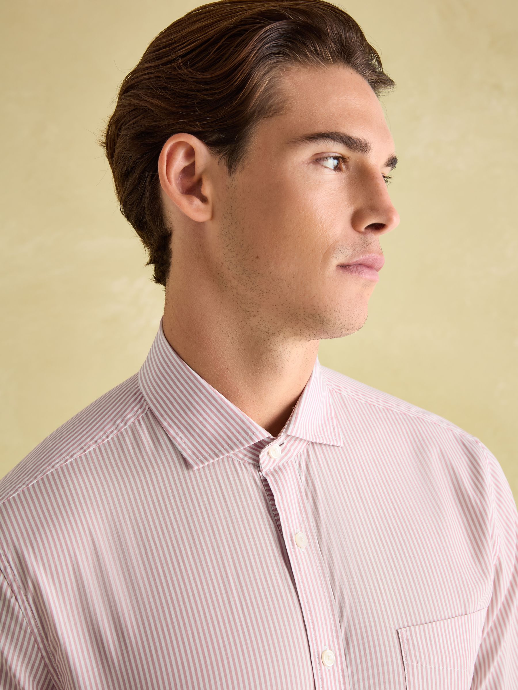 3 Pack Green Stripe/ Blue Stripe/ Pink Stripe Lightweight Cotton Shirts Classic Fit - Image 10 of 19