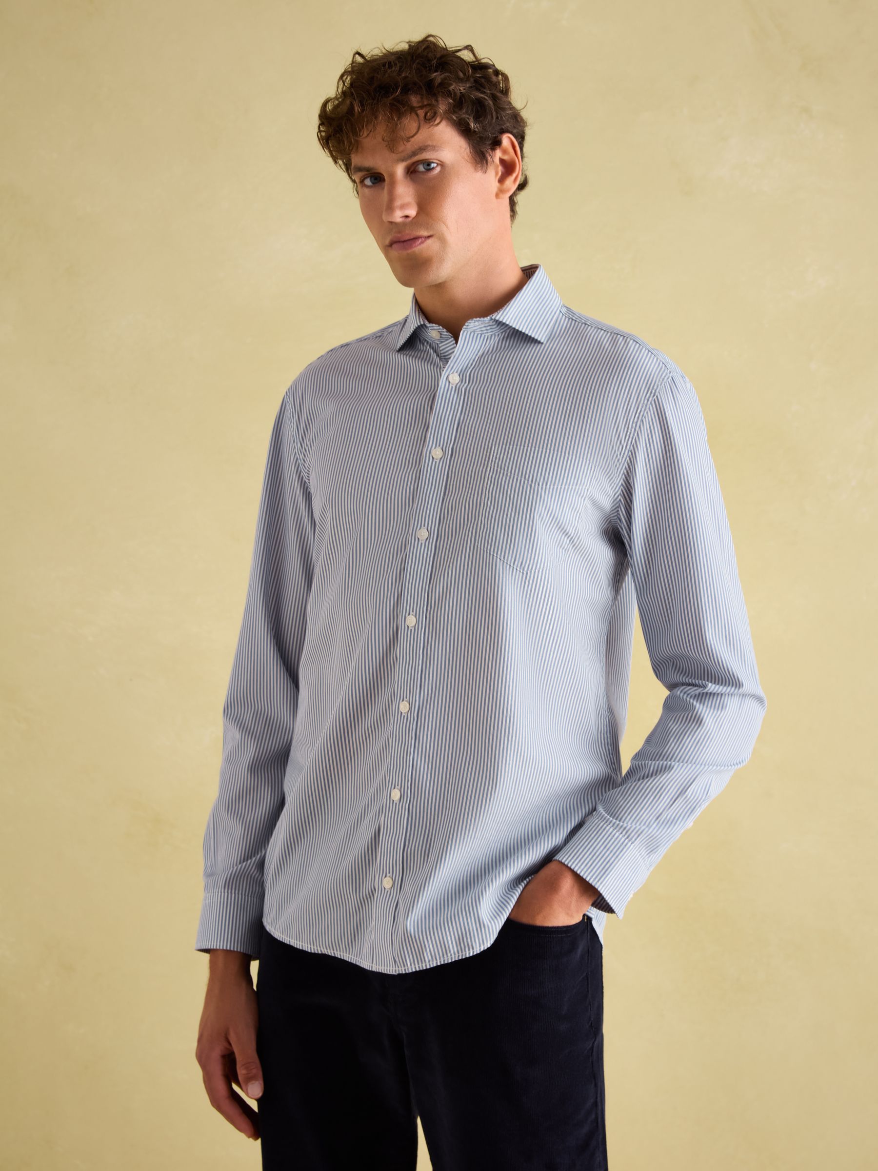 3 Pack Green Stripe/ Blue Stripe/ Pink Stripe Lightweight Cotton Shirts Classic Fit - Image 2 of 19