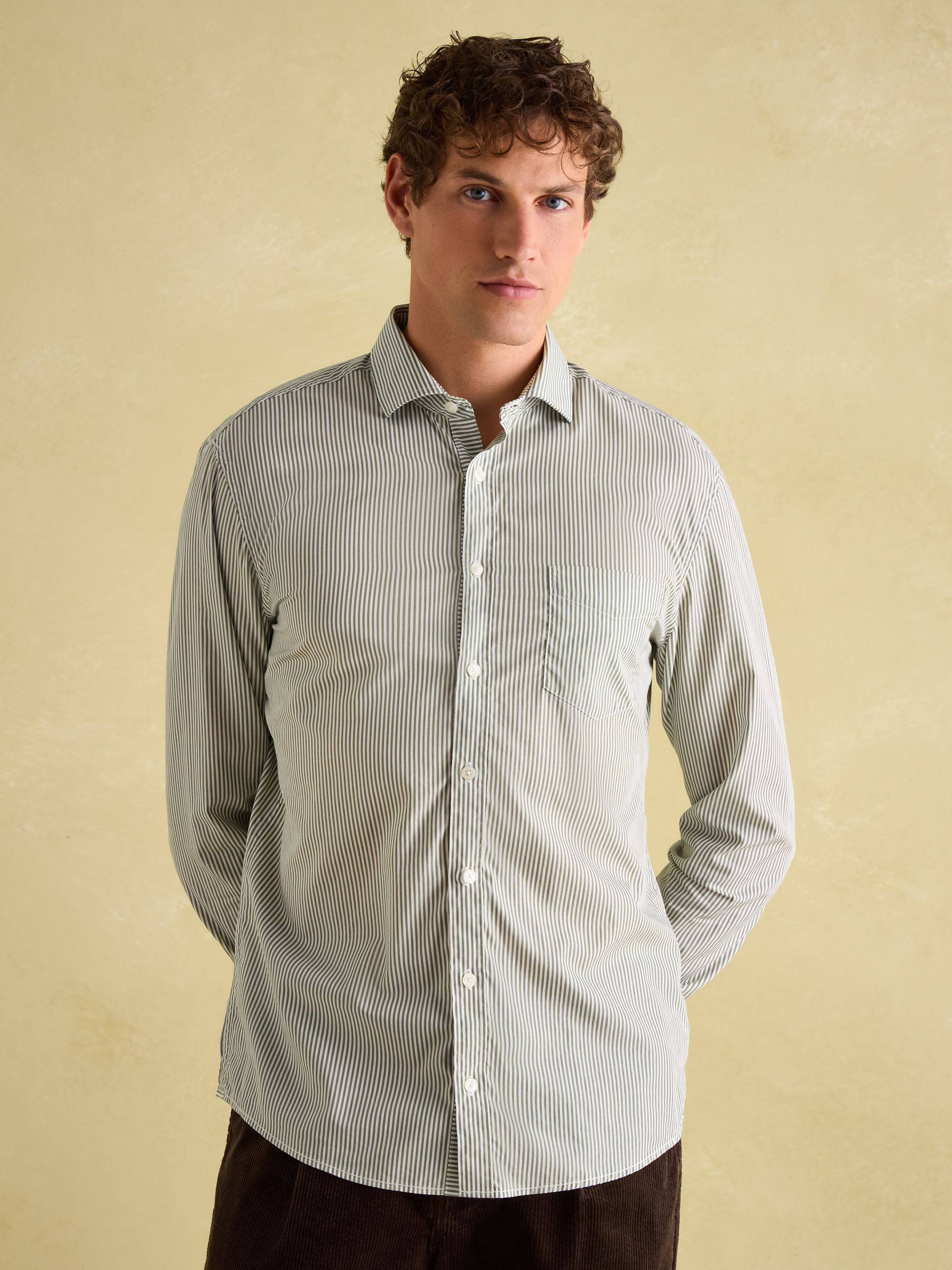 3 Pack Green Stripe/ Blue Stripe/ Pink Stripe Lightweight Cotton Shirts Classic Fit - Image 3 of 19