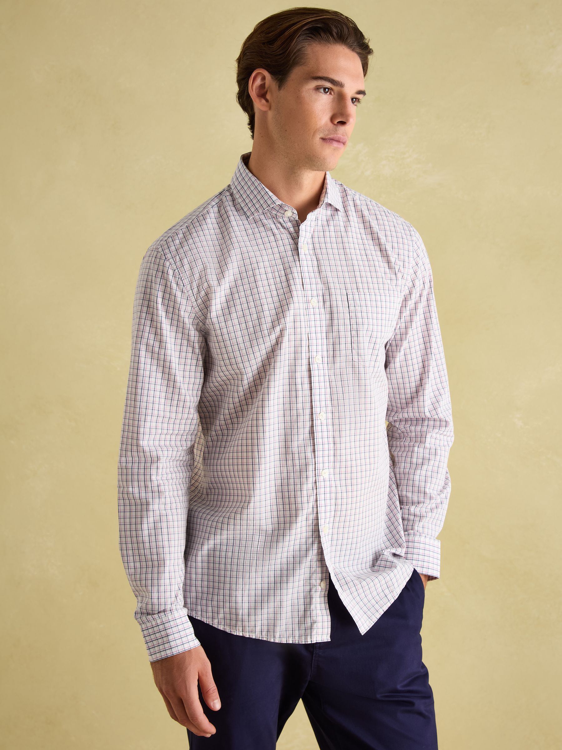 3 Pack Blue/ Pink Check / Green Stripe Lightweight Cotton Shirts Classic Fit - Image 4 of 13